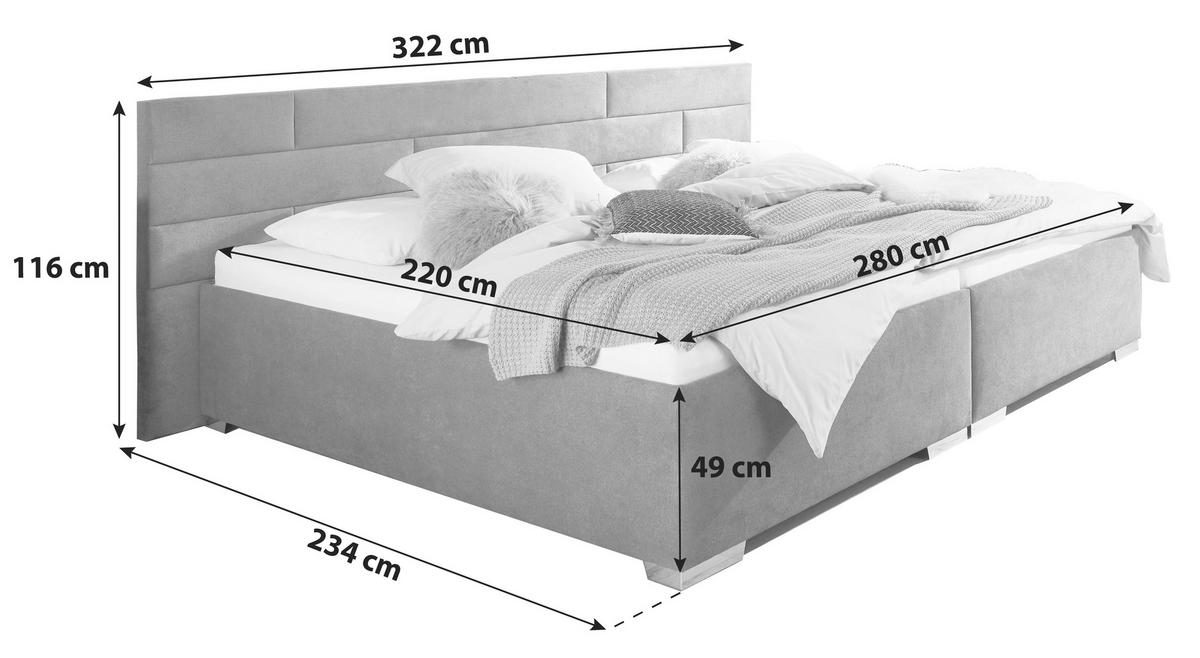 Tapecirani Krevet Bez Madraca My Family - tamno siva, Konvencionalno, drvo (280/220cm)