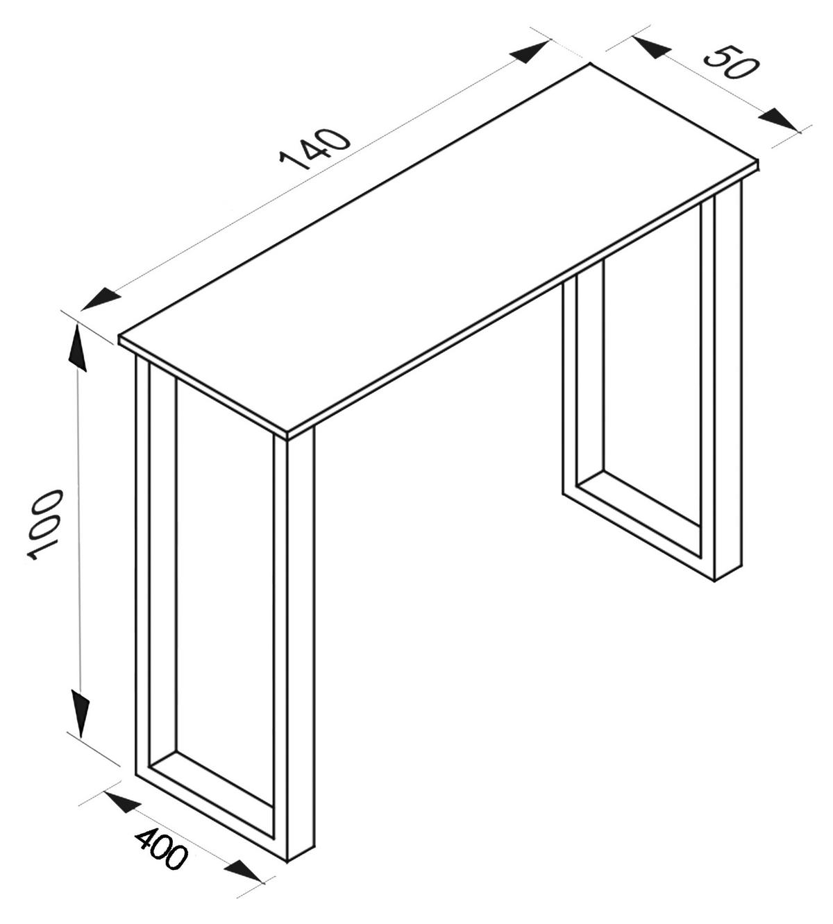 BARTISCH XONA B 140X50 - Weiss/Silberfarben, Konventionell, Holzwerkstoff/Metall (140/102/50cm)