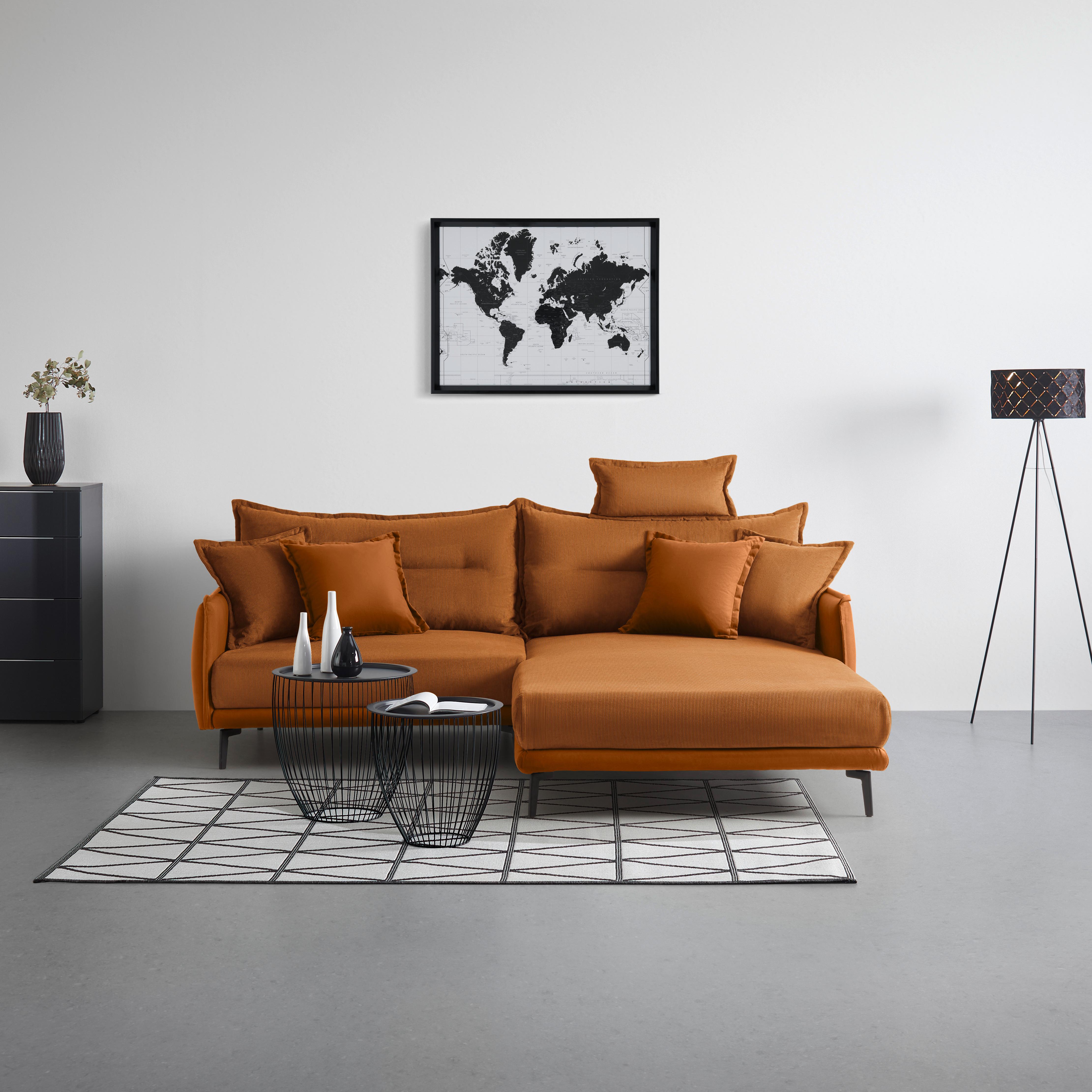 Ecksofa Nuovo Orange - Schwarz/Orange, MODERN, Textil/Metall (245/72-113/190cm) - Mömax