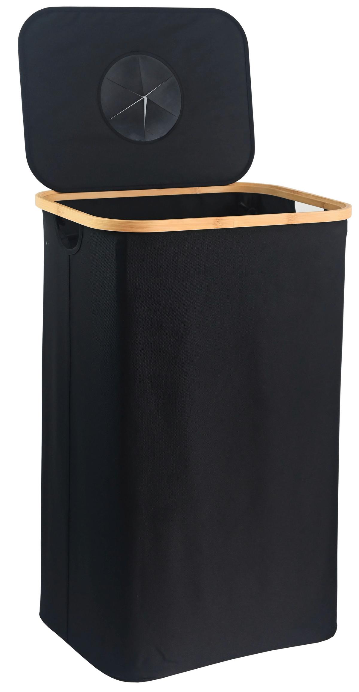 Palackgyűjtő Kosár Pet - fekete, Konventionell, bőr/karton (44/70cm) - Mömax