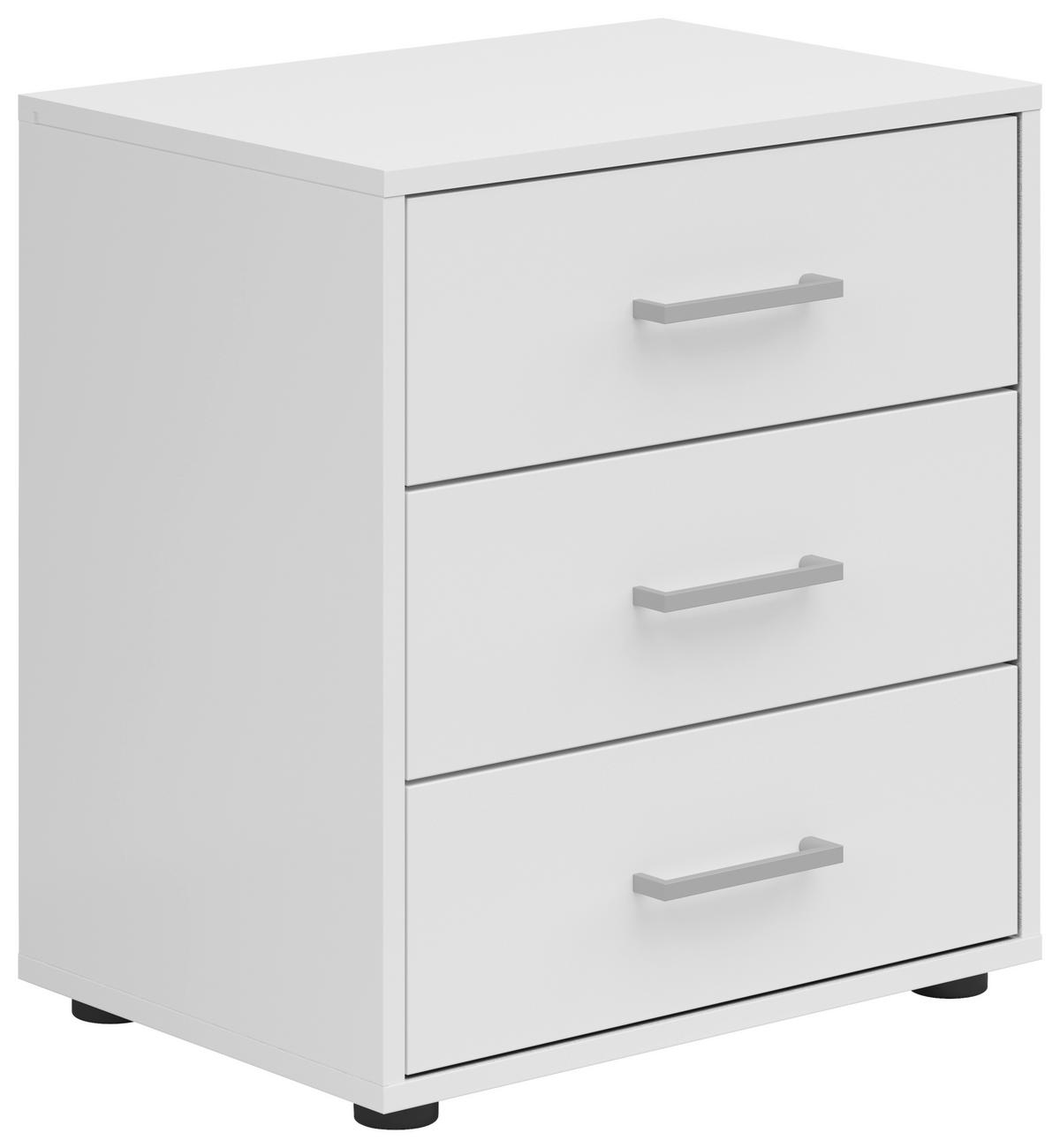 Noćni Ormarić Smart 3 - bijela/sivo-bijela, Basics, drvni materijal/plastika (50/54/35cm) - Modern Living