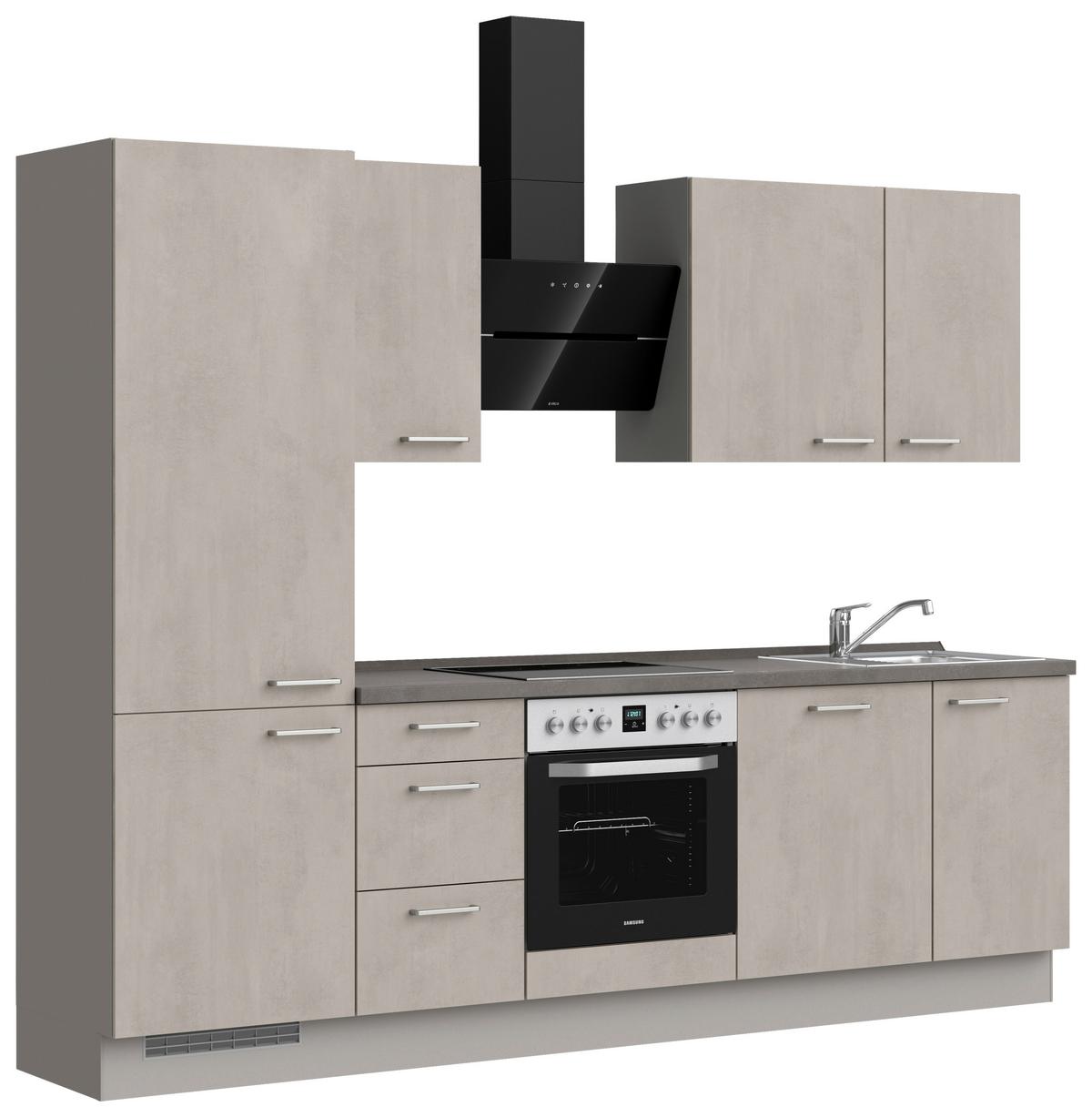 Küchenblock Riva High m. Geräten Grau - Schieferfarben/Edelstahlfarben, MODERN, Holzwerkstoff/Metall (270cm) - Nobilia