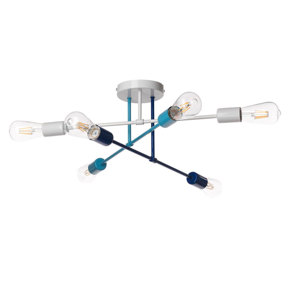 Kinderdeckenleuchte Stick Blu Blau/Weiß max. 22 Watt - Blau/Weiß, Basics, Metall (82/55/25cm)