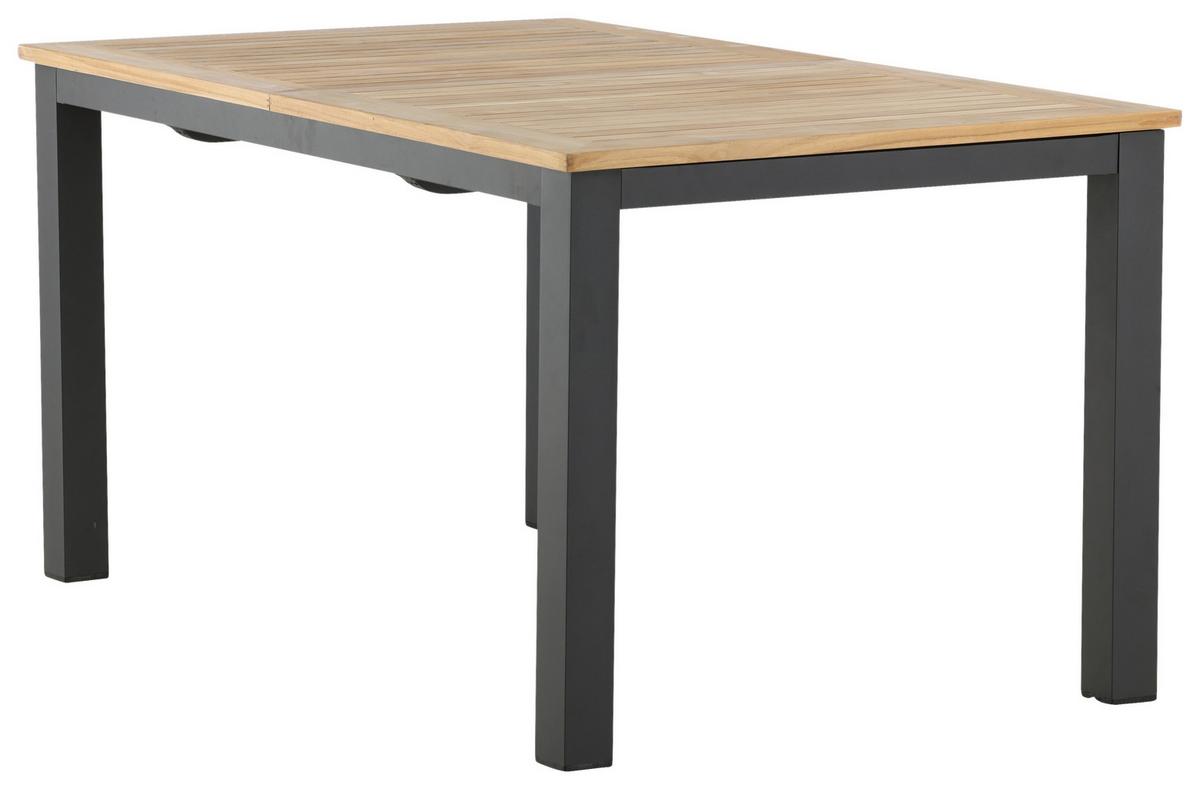 Gartentisch Panama ca. 210x90 cm Schwarz/Teakholz - Schwarz/Teakfarben, KONVENTIONELL, Holz/Metall (210/90/75cm) - Gardenson