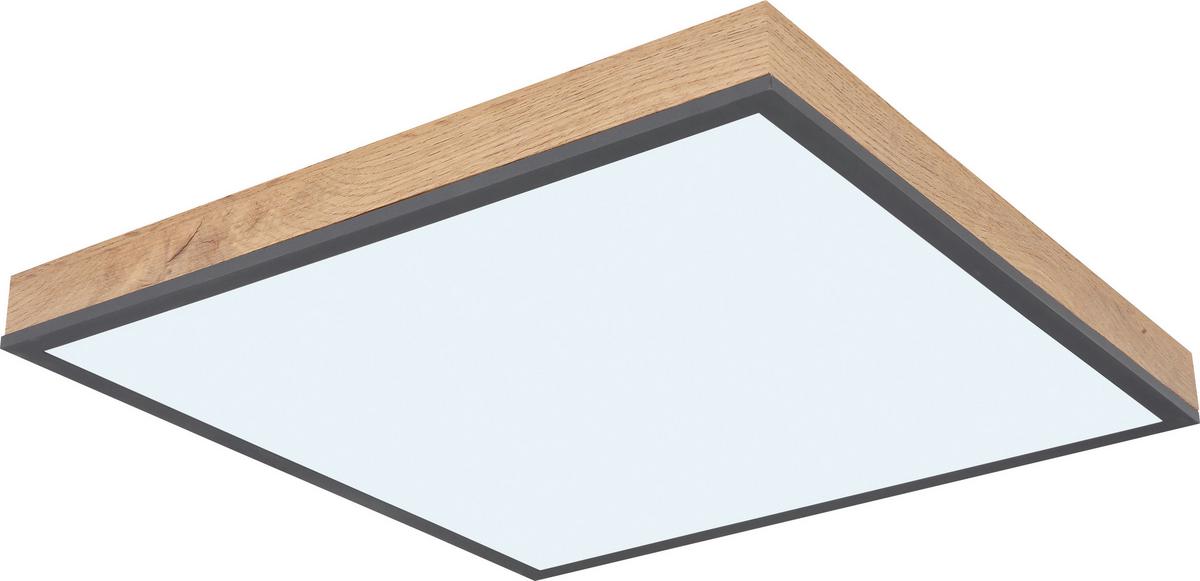 LAMPA SUFITOWA LED LUDWIG *SBN* - opal/kolor grafitowy, Natur, materiał drewnopochodny/tworzywo sztuczne (45/45/7,6cm) - Novel