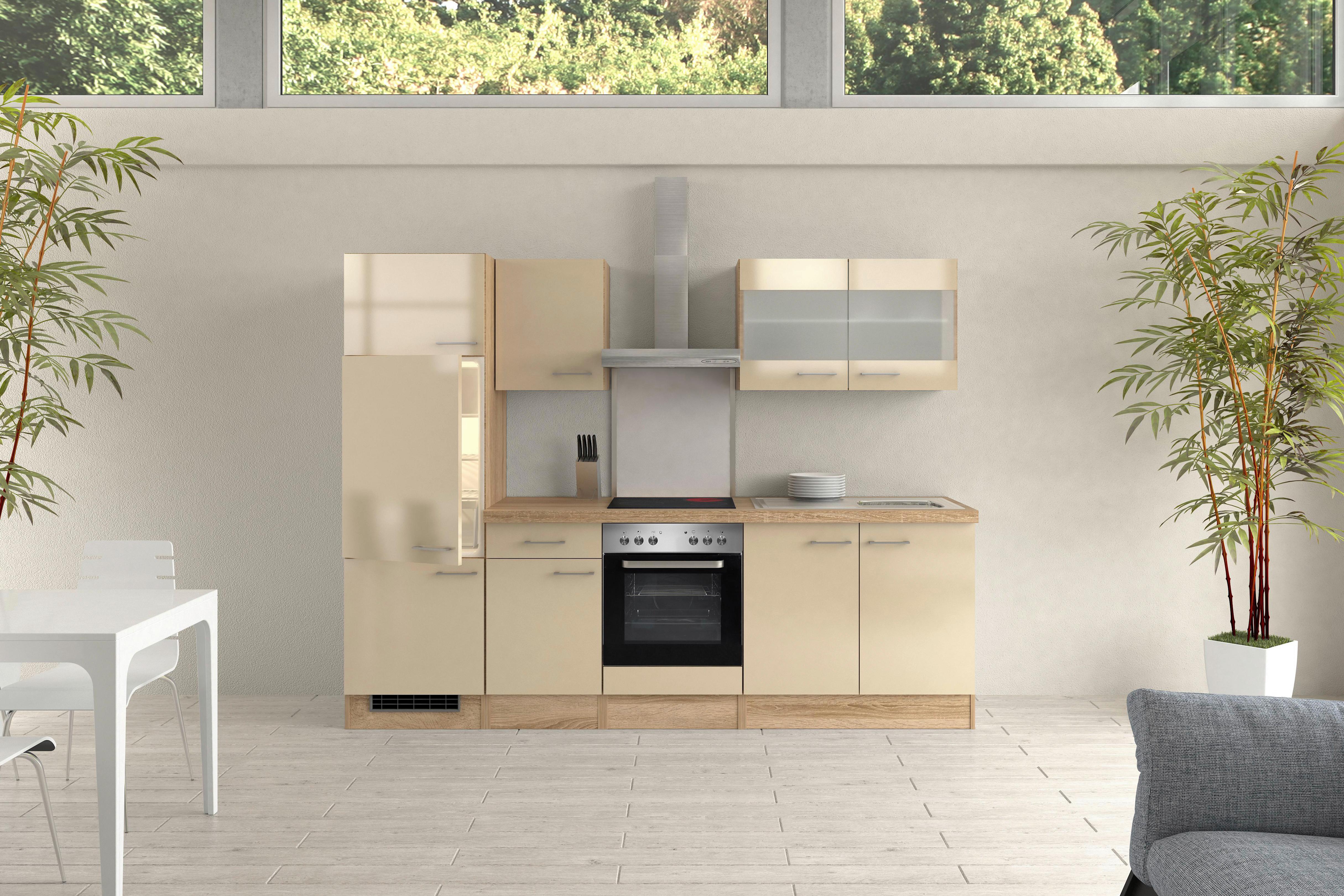 Kuhinjski Blok Z Aparati Nepal, Kašmir, Barva Bukve - barve nerjavečega jekla/kašmir, Moderno, kovina/steklo (270cm) - FlexWell