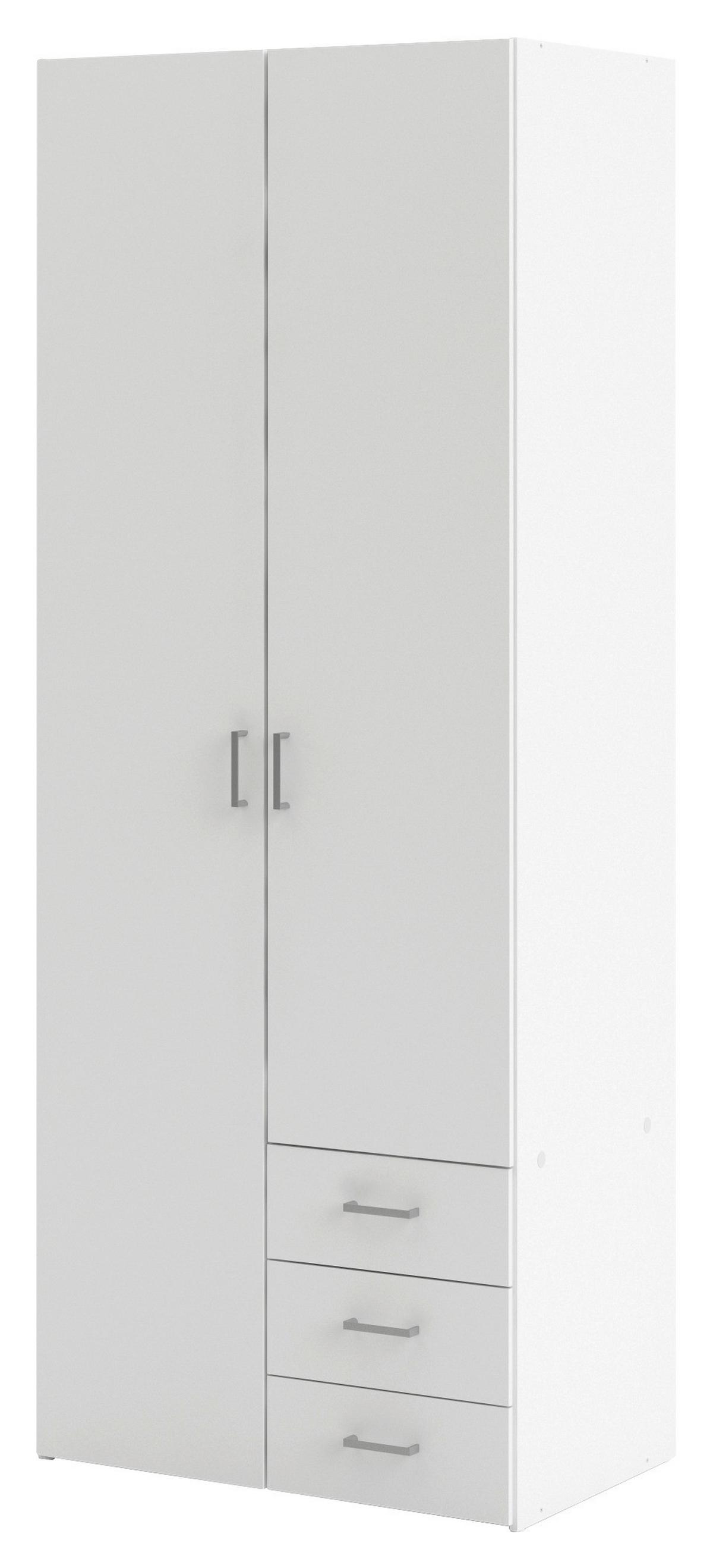 Omara Za Oblačila Space, Bela - srebrne barve/bela, Basics, kovina/leseni material (77,6/200,4/49,5cm) - P & B