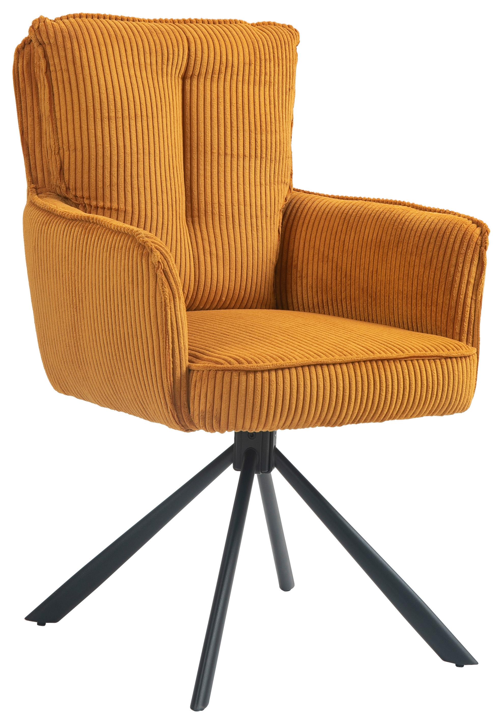 KRZESŁO Z PODŁOKIETNIKAMI ASHER - czarny/curry, Design, metal/tkanina (62/95/67cm) - Novel