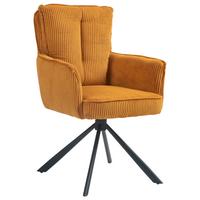 KRZESŁO Z PODŁOKIETNIKAMI ASHER - czarny/curry, Design, metal/tkanina (62/95/67cm) - Novel