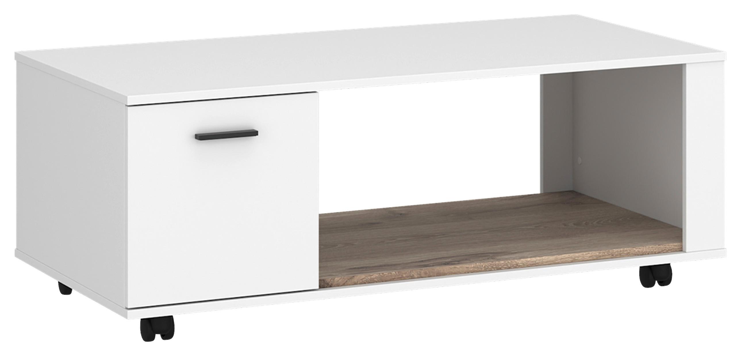 Stolić Cotia New - bijela/boje hrasta, Moderno, drvni materijal/metal (115/45/67cm) - Modern Living