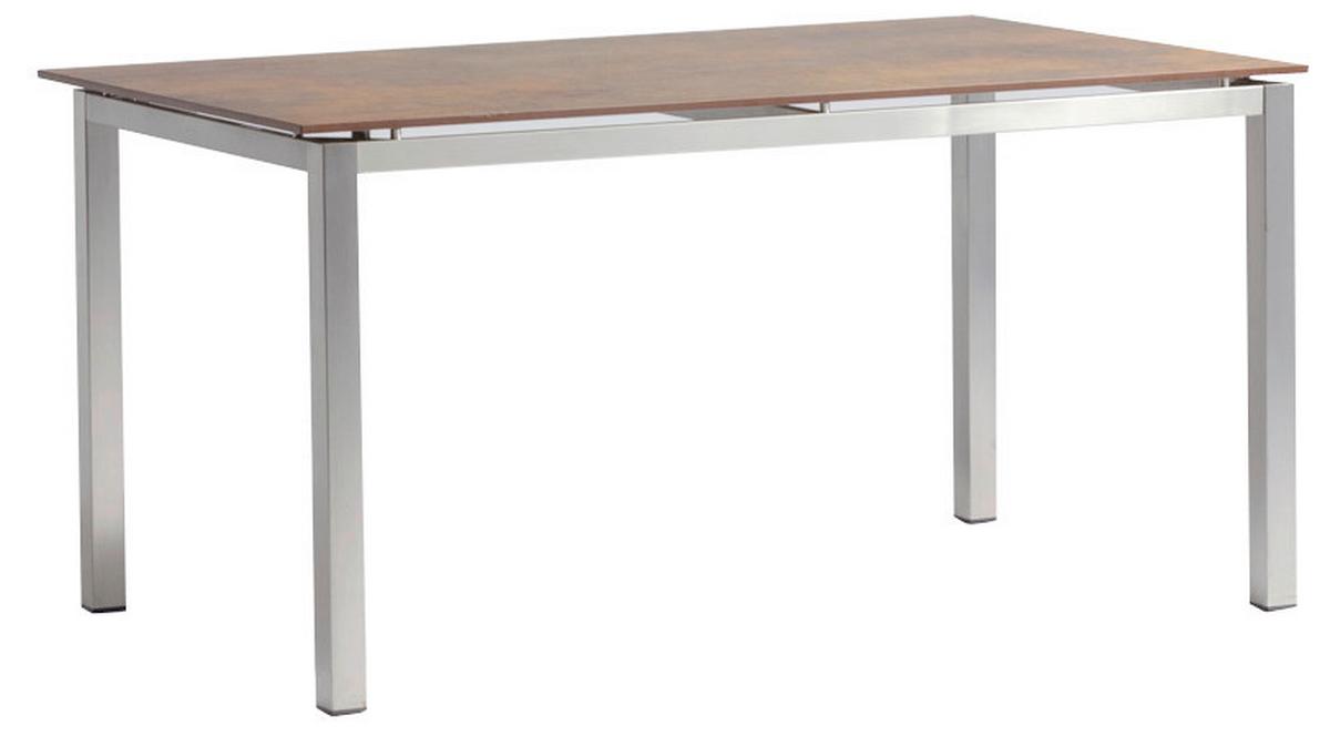 Gartengarnitur 5-tlg. Skye Metall/Textil - Platinfarben/Braun, Basics, Holzwerkstoff/Textil (150/75/90cm) - Gardenson