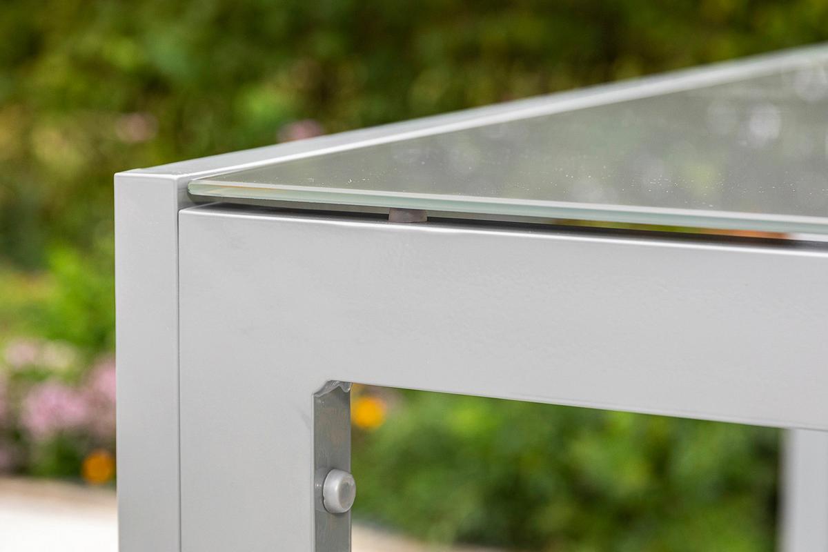 Gartentisch ca. 150x90 cm Alu Silber/Glas - Silberfarben, MODERN, Glas/Metall (150/90/74cm) - Gardenson