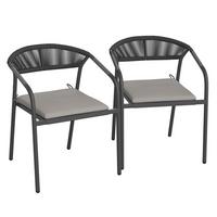 Kerti Karosszék Szett Párnával Benicio 2db/szett - fekete/sötétszürke, Modern, műanyag/textil (56/80/64cm) - Bessagi Garden