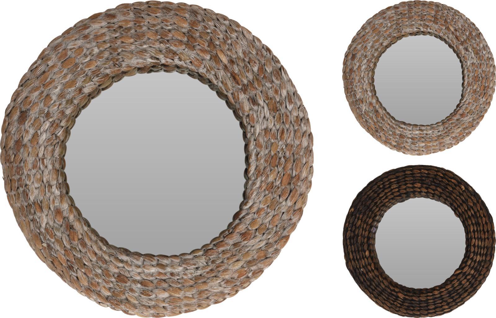Dekor Tükör Natural - fekete/szürke, Üveg/természetes anyagok (40cm)