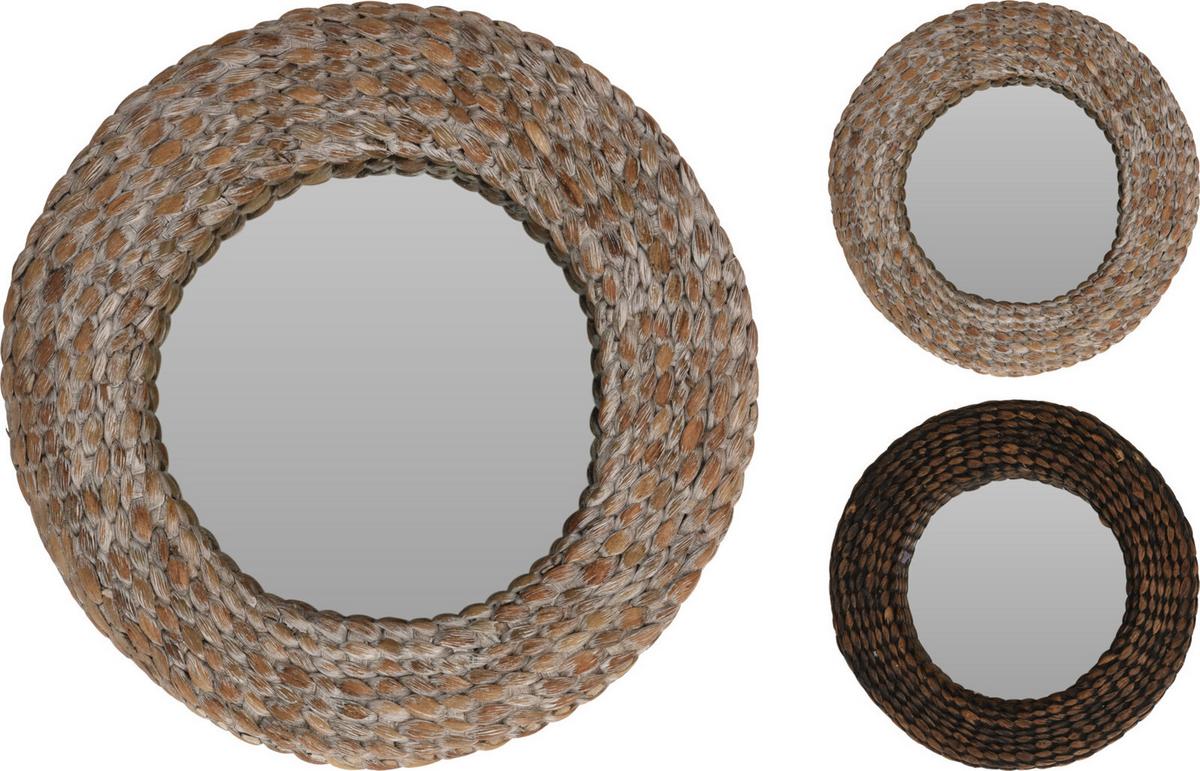 Dekor Tükör Natural - fekete/szürke, Üveg/természetes anyagok (40cm)