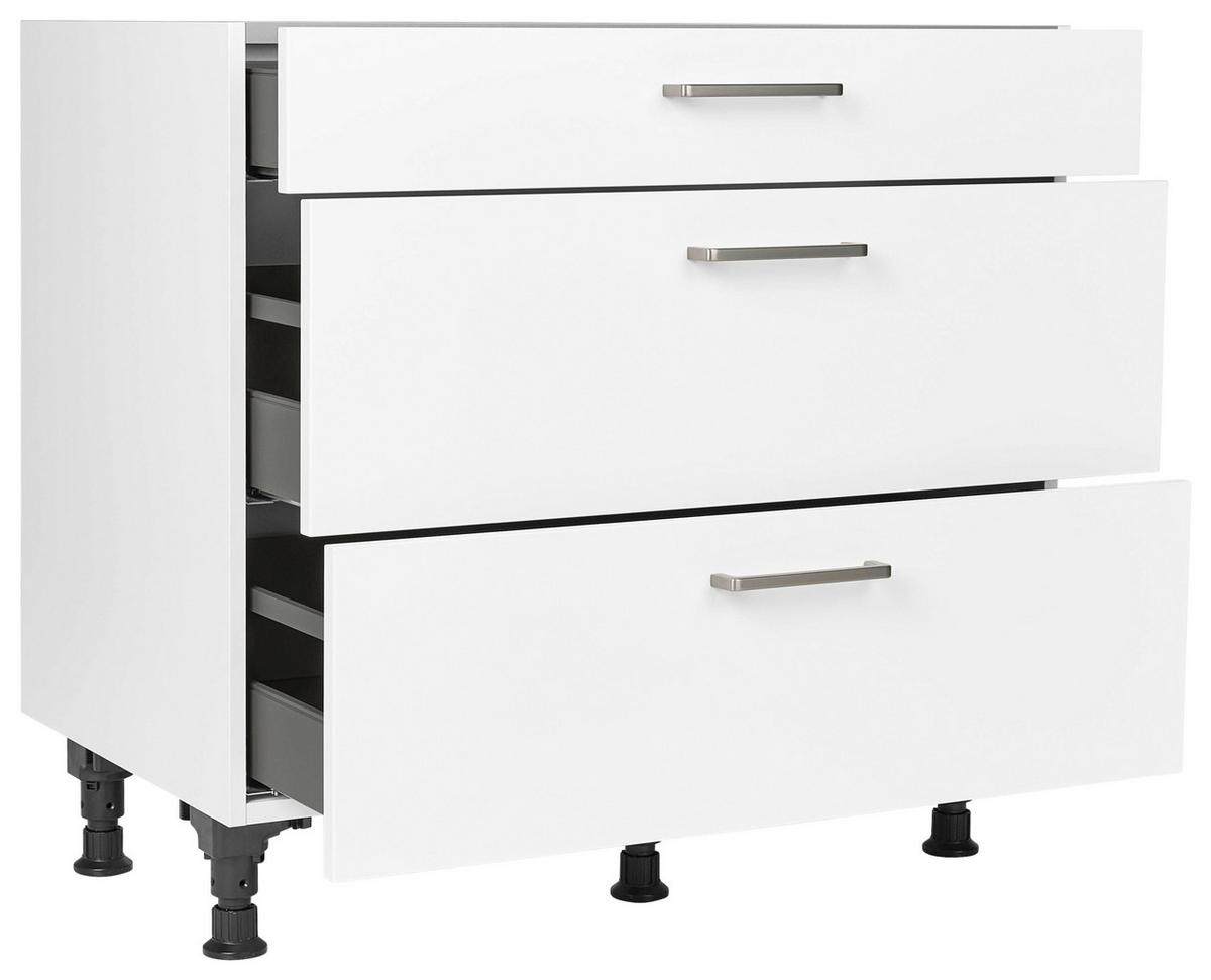 Schubkastenunterschrank Touch Weiß - Edelstahlfarben/Weiß, MODERN, Holzwerkstoff/Metall (90/87/56cm) - Nobilia