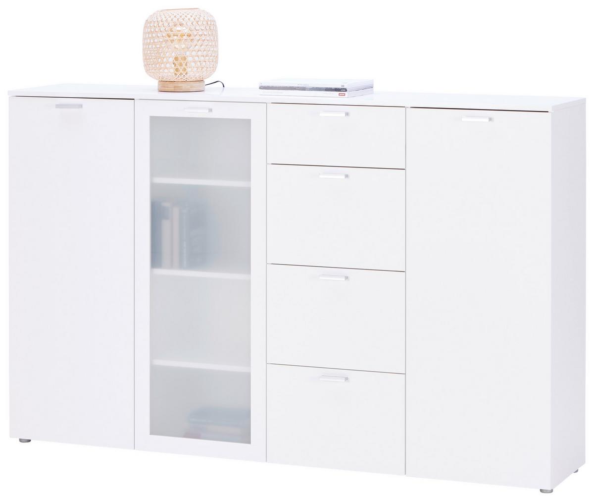 Komoda Xeno, Bela, Mlečno Steklo - bela, Konvencionalno, umetna masa/leseni material (180/115/37cm) - Mömax