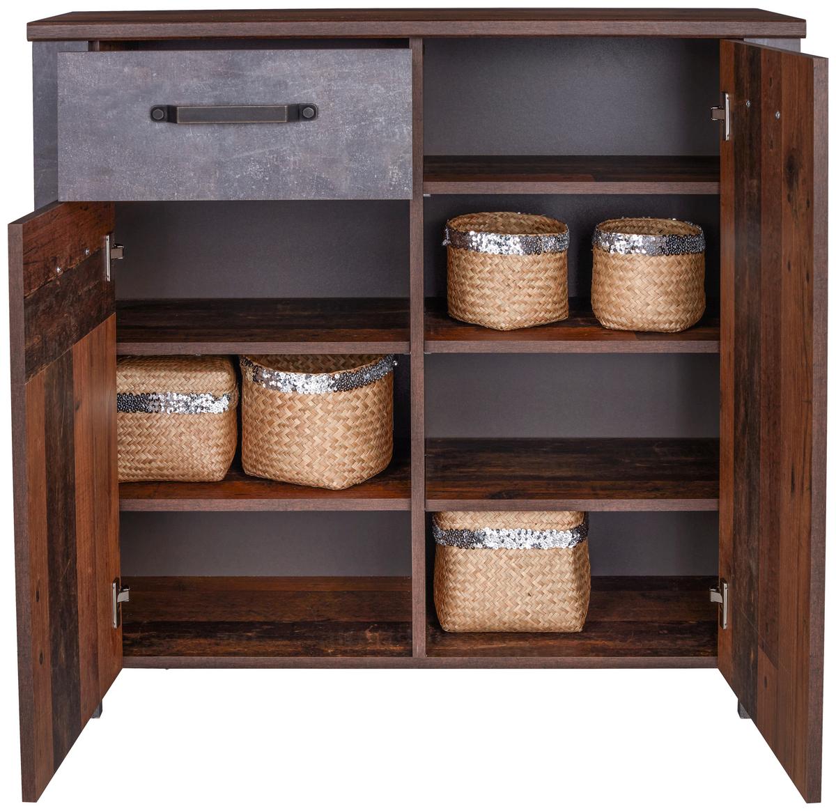 Comodă Ontario - culoare lemn stejar/gri, Trend, material pe bază de lemn (96/94/37cm) - Zandiara