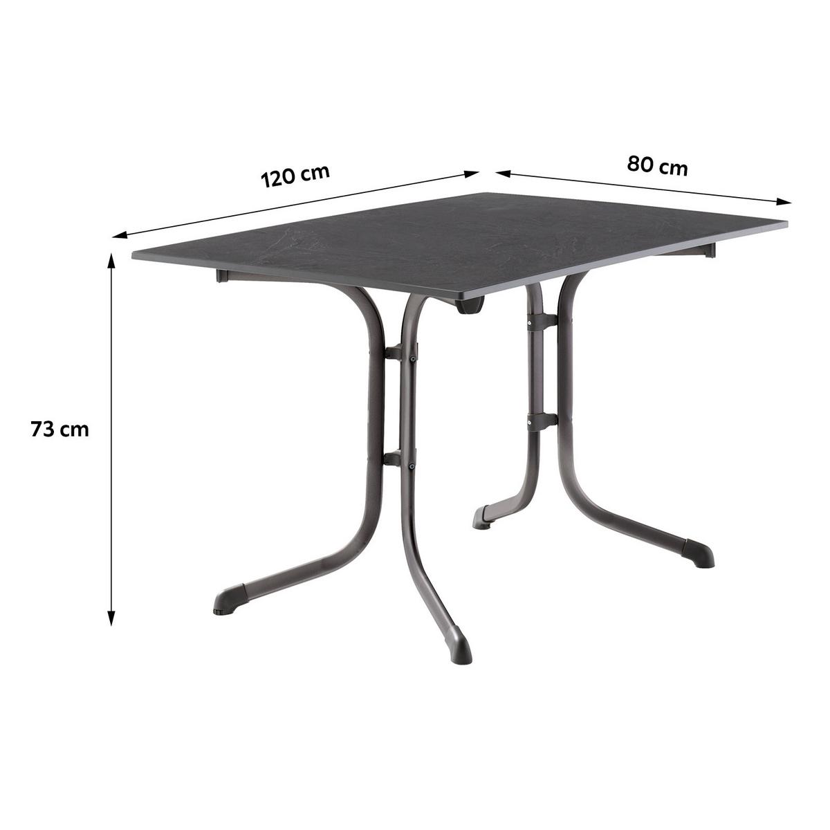 Gartenklapptisch Anthrazit/Grau - Anthrazit/Grau, MODERN, Holzwerkstoff/Metall (120/80/73cm) - Sieger