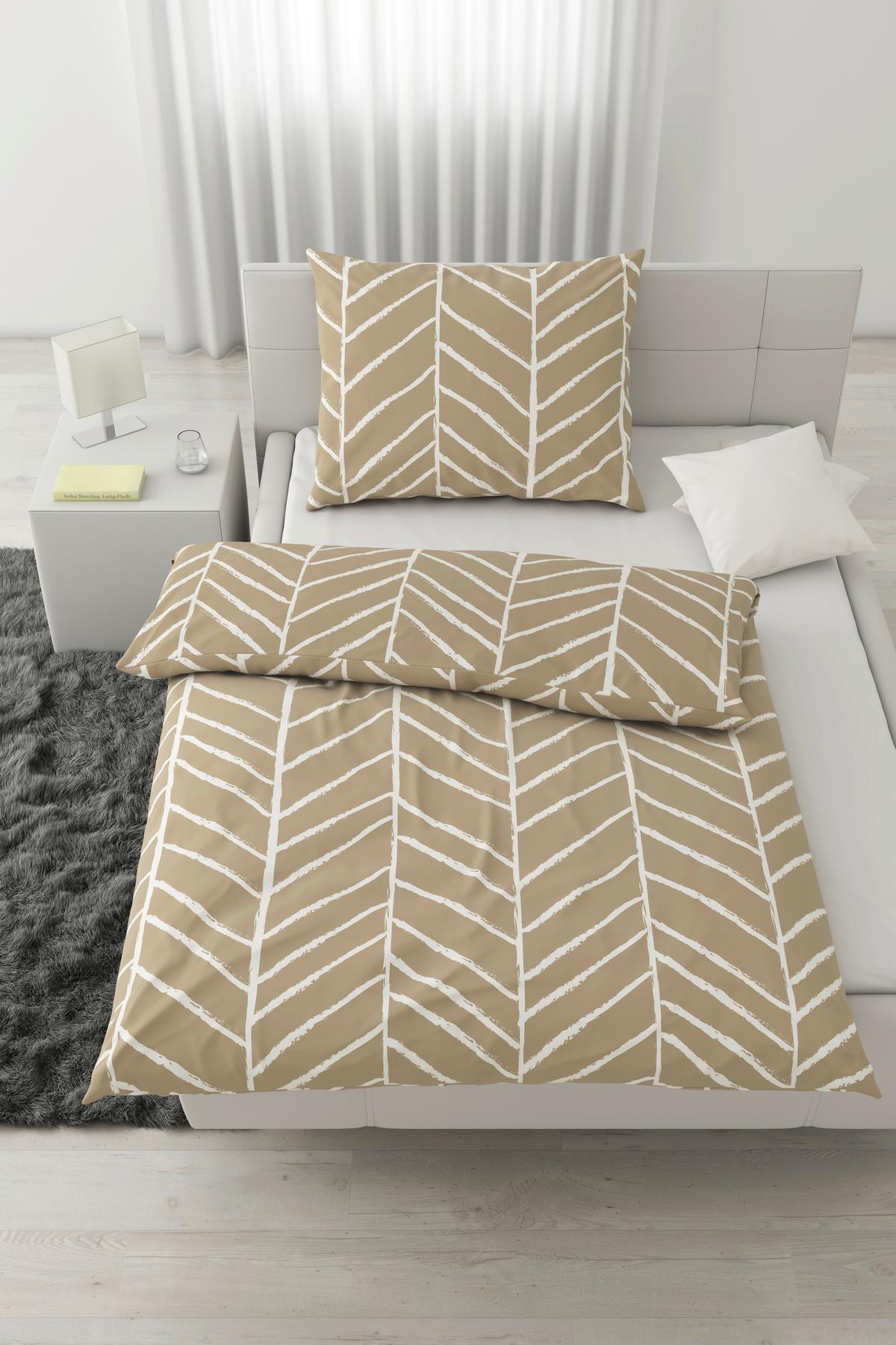 Posteljina Marble 140x200/60x80cm - bež, Konvencionalno, tekstil (140/200cm) - Modern Living