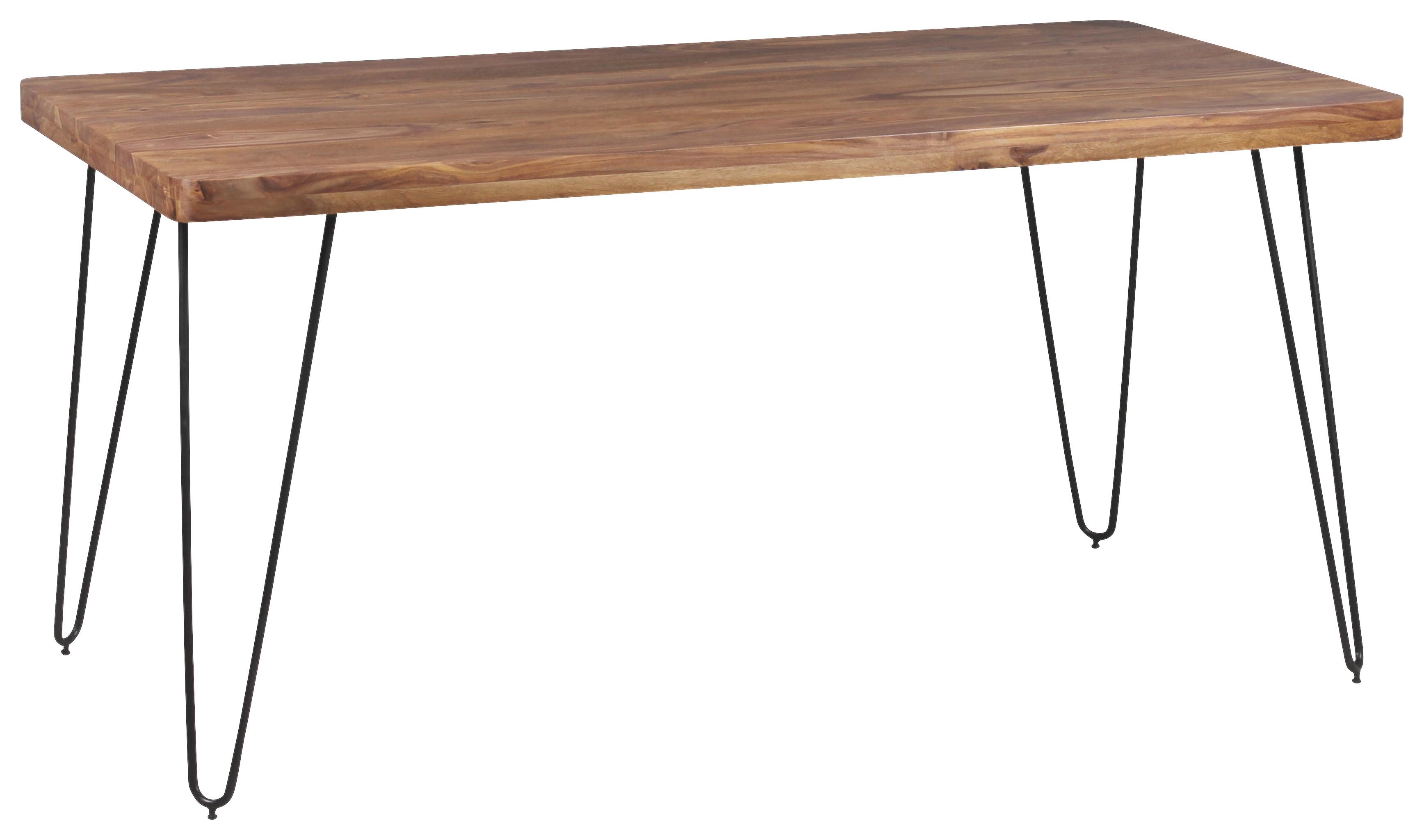 Jedilna Miza Bagli, Pravi Les, 160x80cm - črna/barve indijskega rožnega lesa, Design, kovina/les (160/80/76cm) - MID.YOU