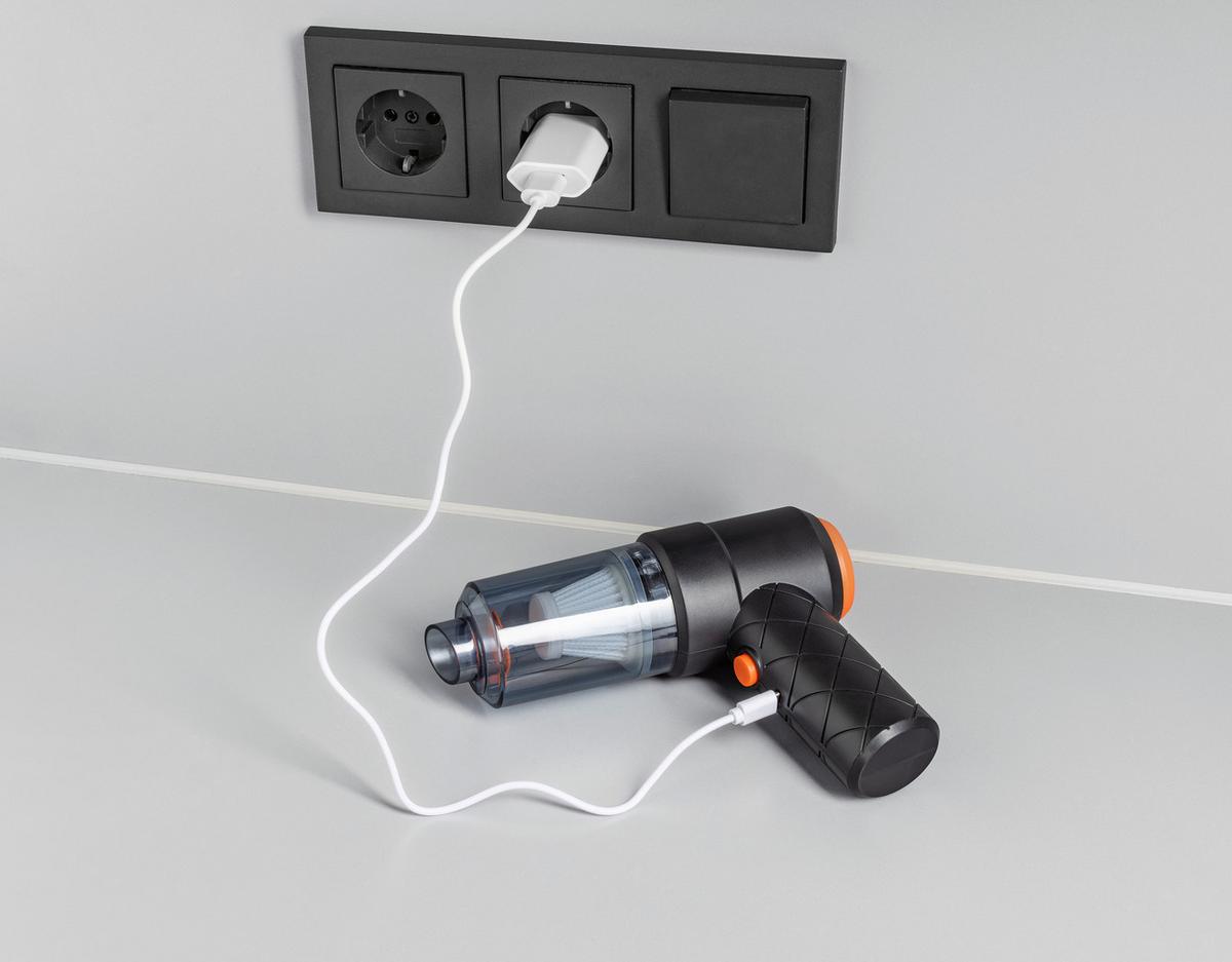 Akku-Handstaubsauger Cleanmaxx Orange/Schwarz max. 48 Watt - Schwarz/Orange, Basics, Kunststoff (32/14cm)