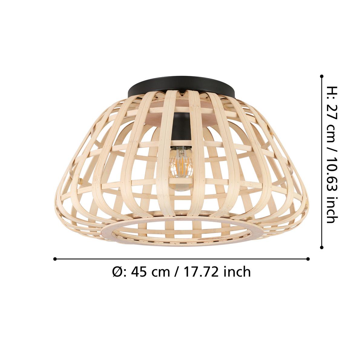 Deckenleuchte 390149*montezuelo - Schwarz, Natur, Holz/Metall (45/26,5cm) - Eglo