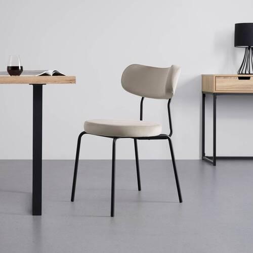 Stuhl Lea Beige Samt Gepolstert - Beige/Schwarz, MODERN, Holz/Textil (51/82/63cm) - Bessagi Home