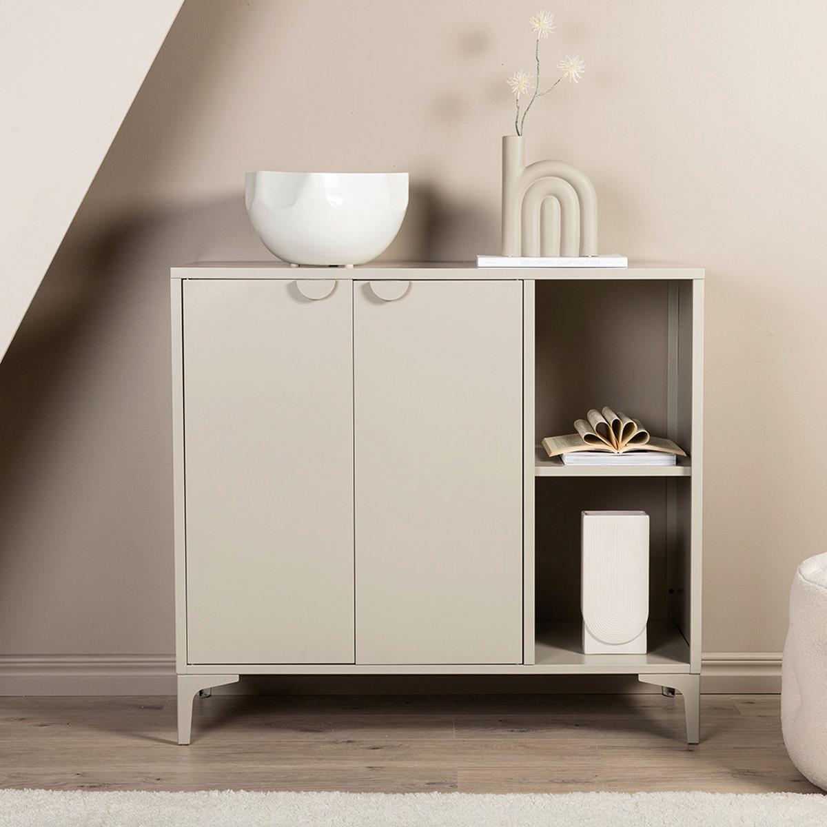 Sideboard Piring Beige ca. 110x100x42cm - Beige, Design, Metall (110/100/42cm) - Livetastic