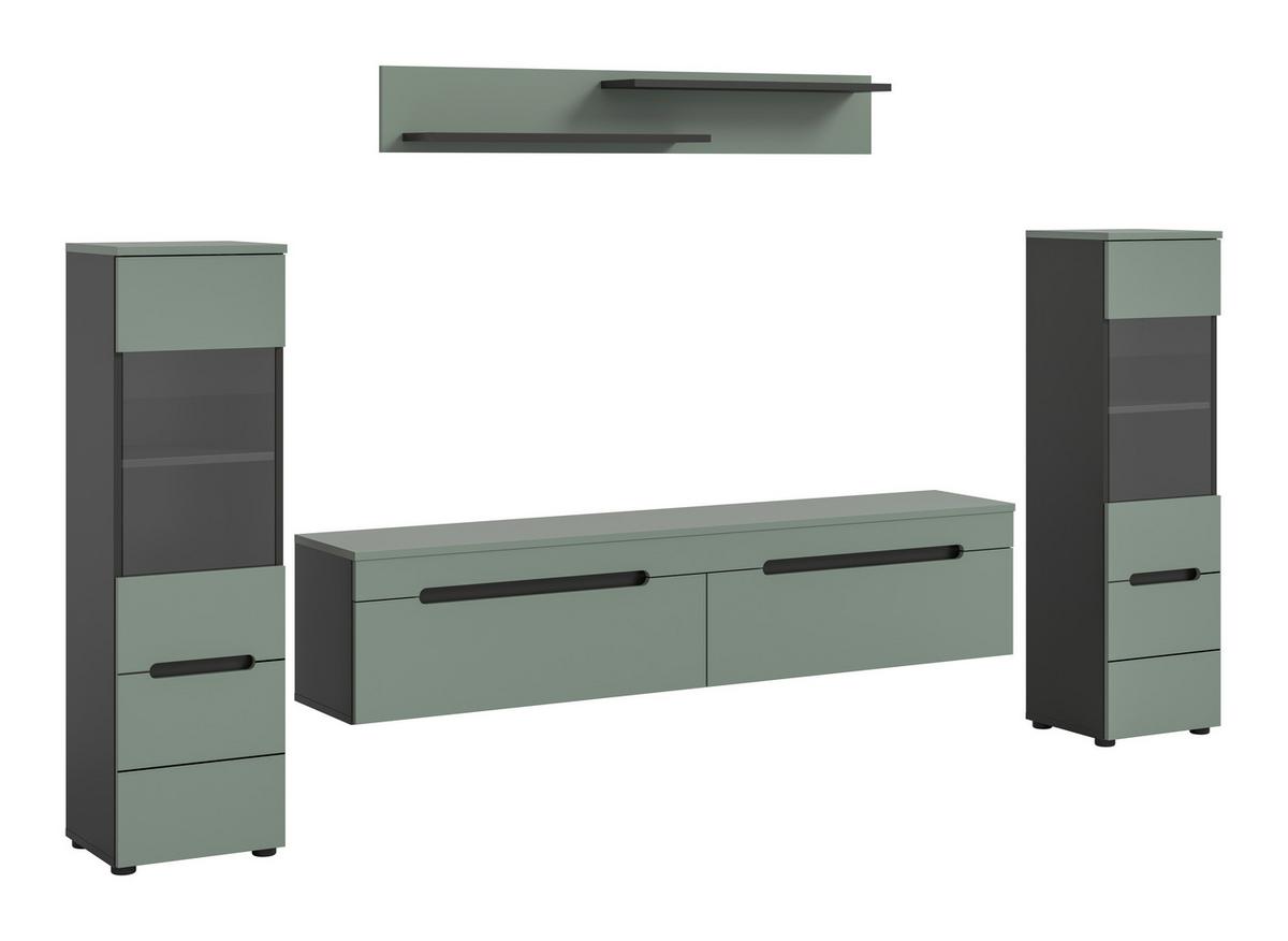 Dnevni Regal Canu, Sivozelena, 4-Delni - črna, Design, umetna masa/leseni material (272/141/33cm) - Livetastic