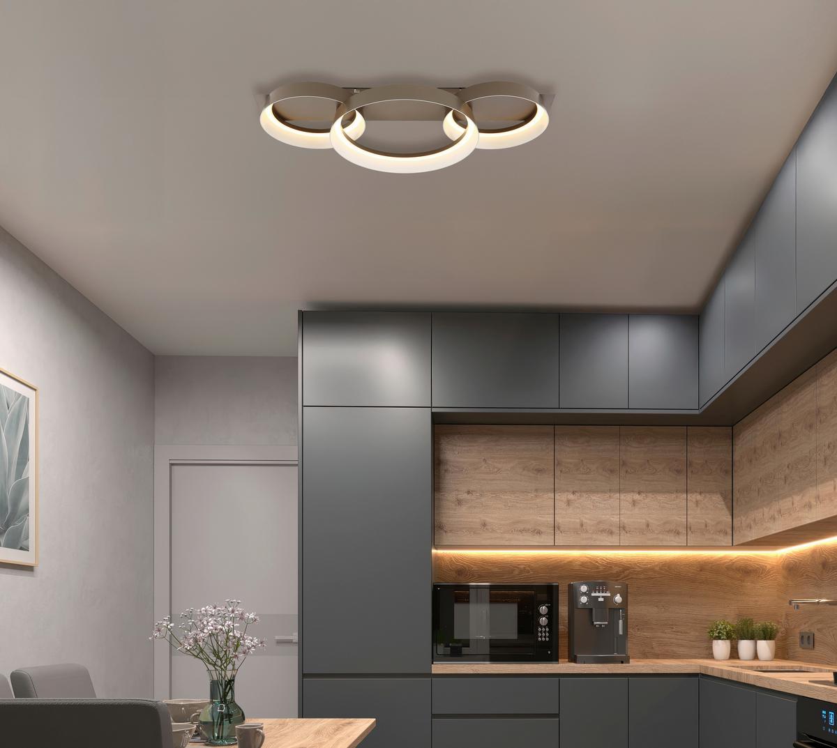 Led Stropna Svjetiljka Syrakus - smeđa/opalna, Design, metal/plastika (70/35/12cm) - Globo