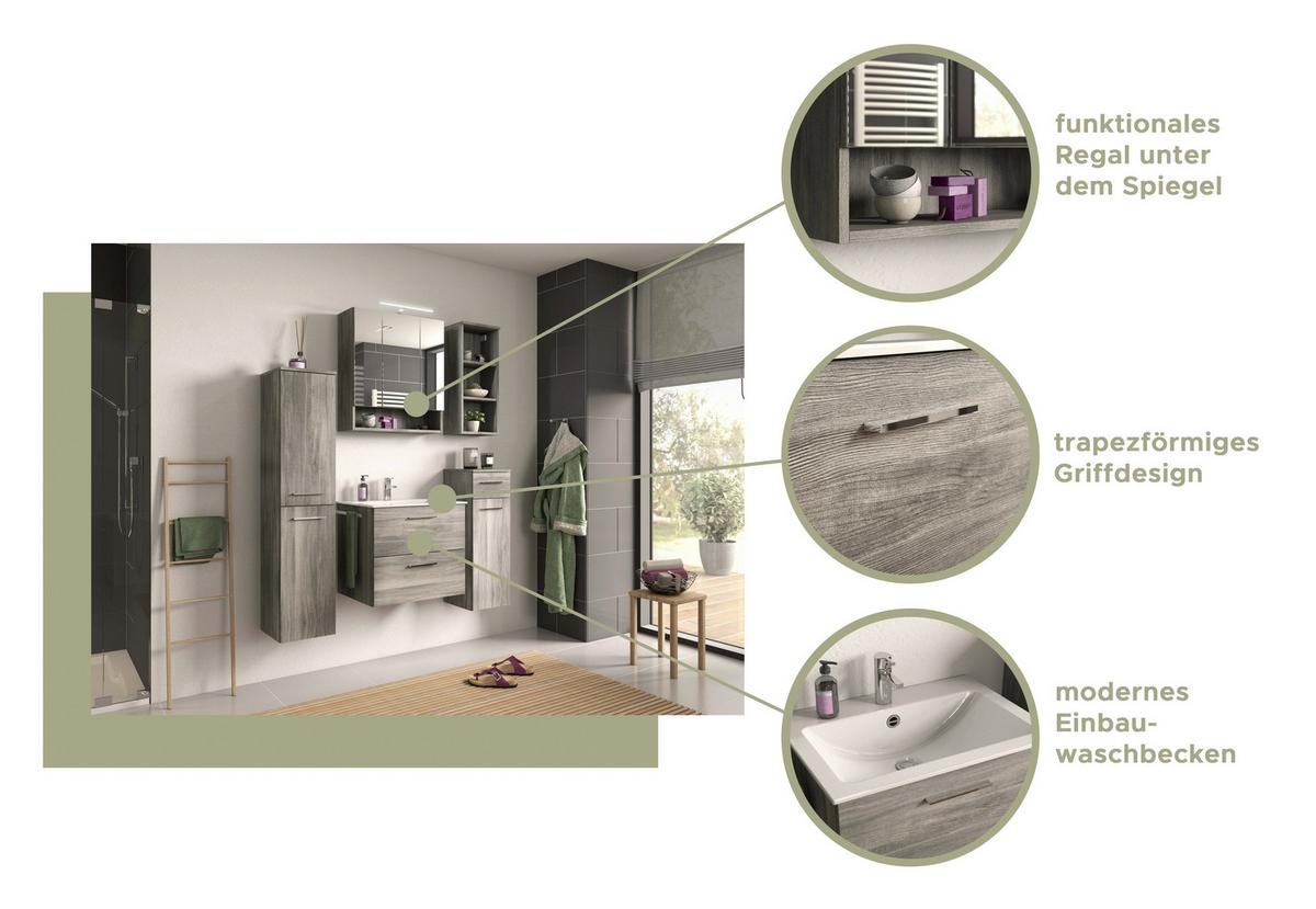 Unterschrank York ca. 30x85x31 cm Rauchsilber - MODERN, Holzwerkstoff/Kunststoff (30/85/31cm) - MID.YOU