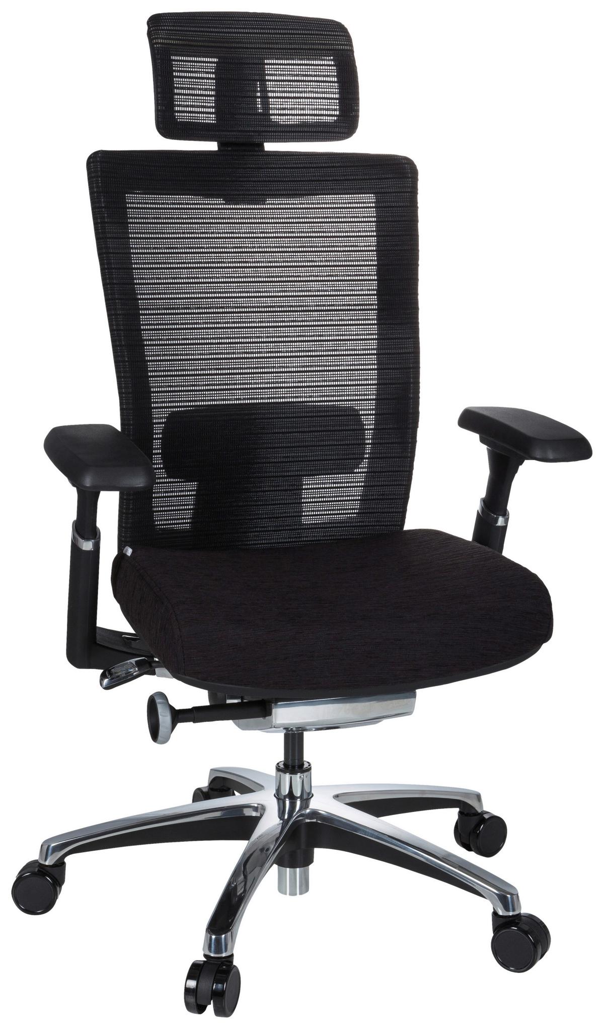 Pisarniški Stol Nova Pro I, Črna - srebrne barve/črna, Moderno, kovina/umetna masa (65/133/60cm) - MID.YOU