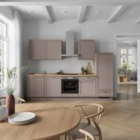 Küchenleerblock Frame Low o. Geräte Beigebraun - Edelstahlfarben/Eichefarben, MODERN, Holzwerkstoff/Metall (300cm) - Nobilia