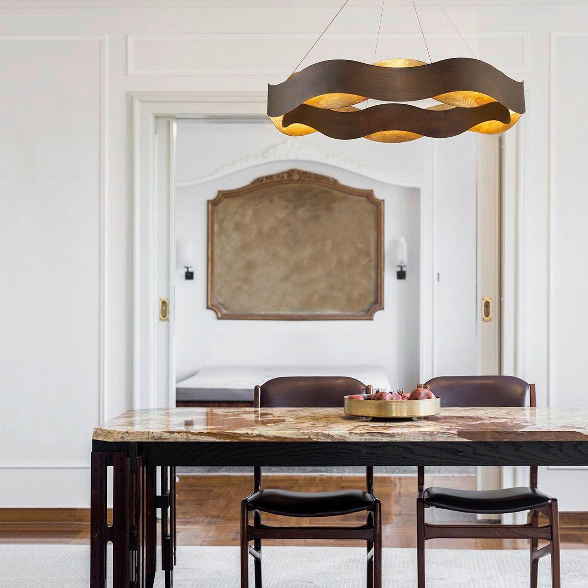 Csillár Qn-Vaughan-P-L-Brz-Gd - többszínű, Design, fém (85/45cm) - Elstead Lighting