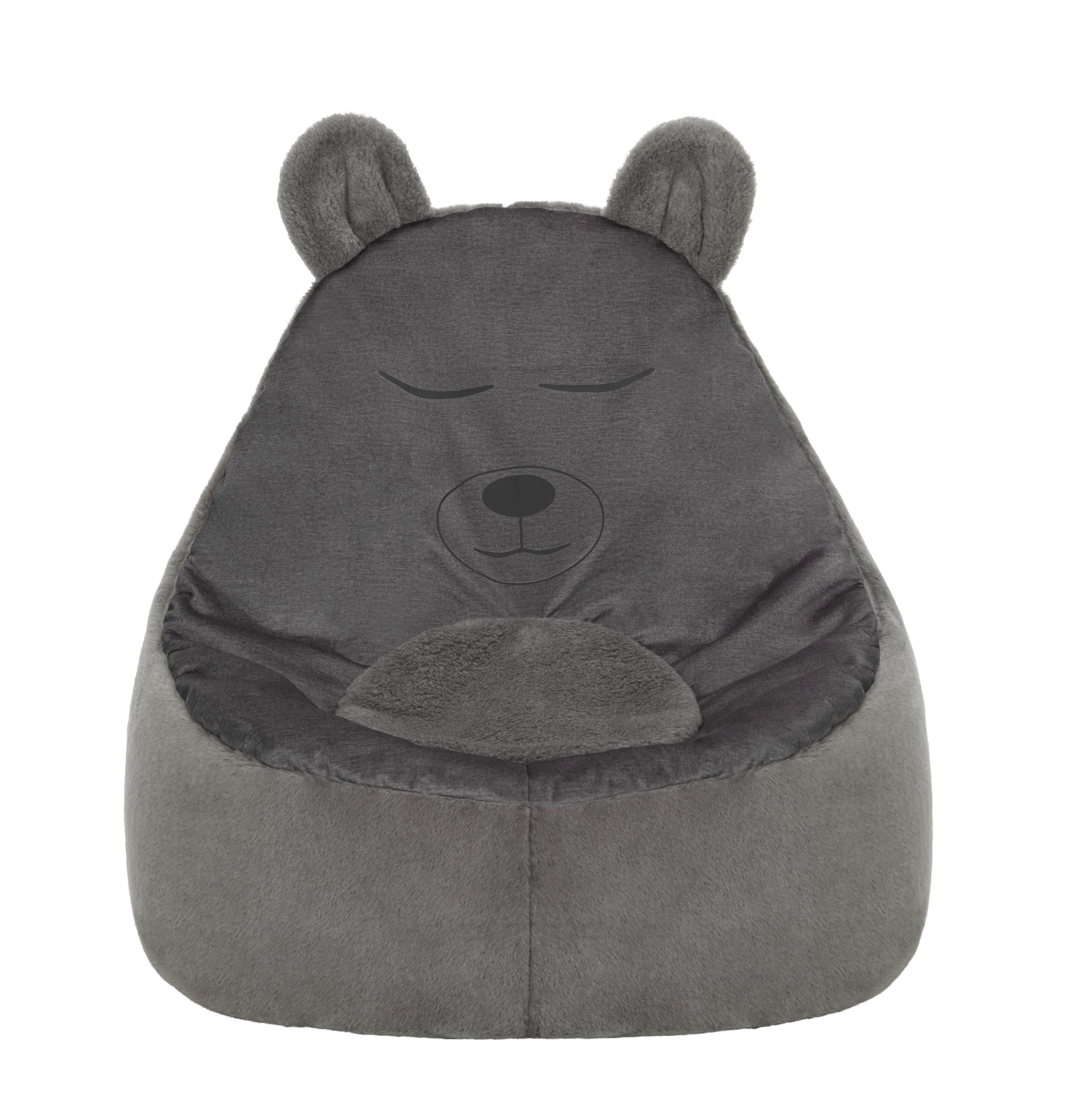 Gyerekfotel Maci Forma Sleeping Bear - Antracit, Textil (65/80/65cm) - Modern Living