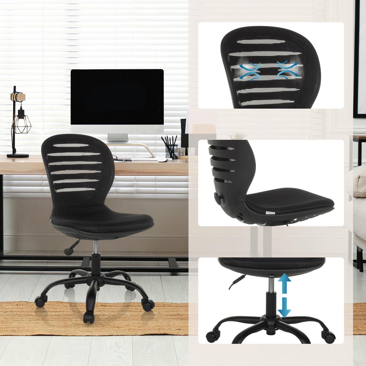 Pisarniški Stol Captivo Mid, Črna - črna, Moderno, umetna masa/tekstil (53/84 - 93/58cm) - MID.YOU
