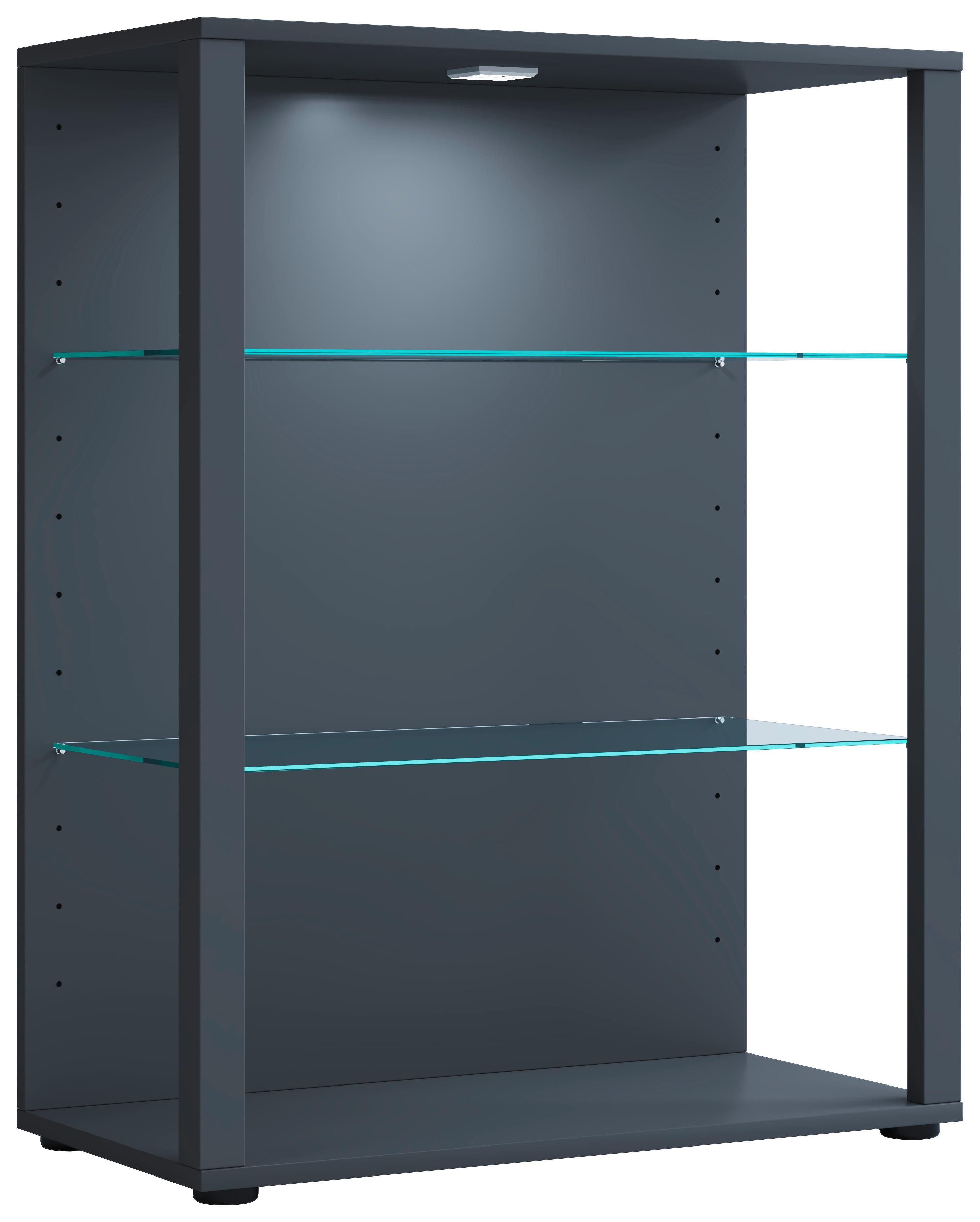 Vitrina Glasol Xl, Siva - črna/antracit, Moderno, umetna masa/steklo (70/90/35cm) - MID.YOU