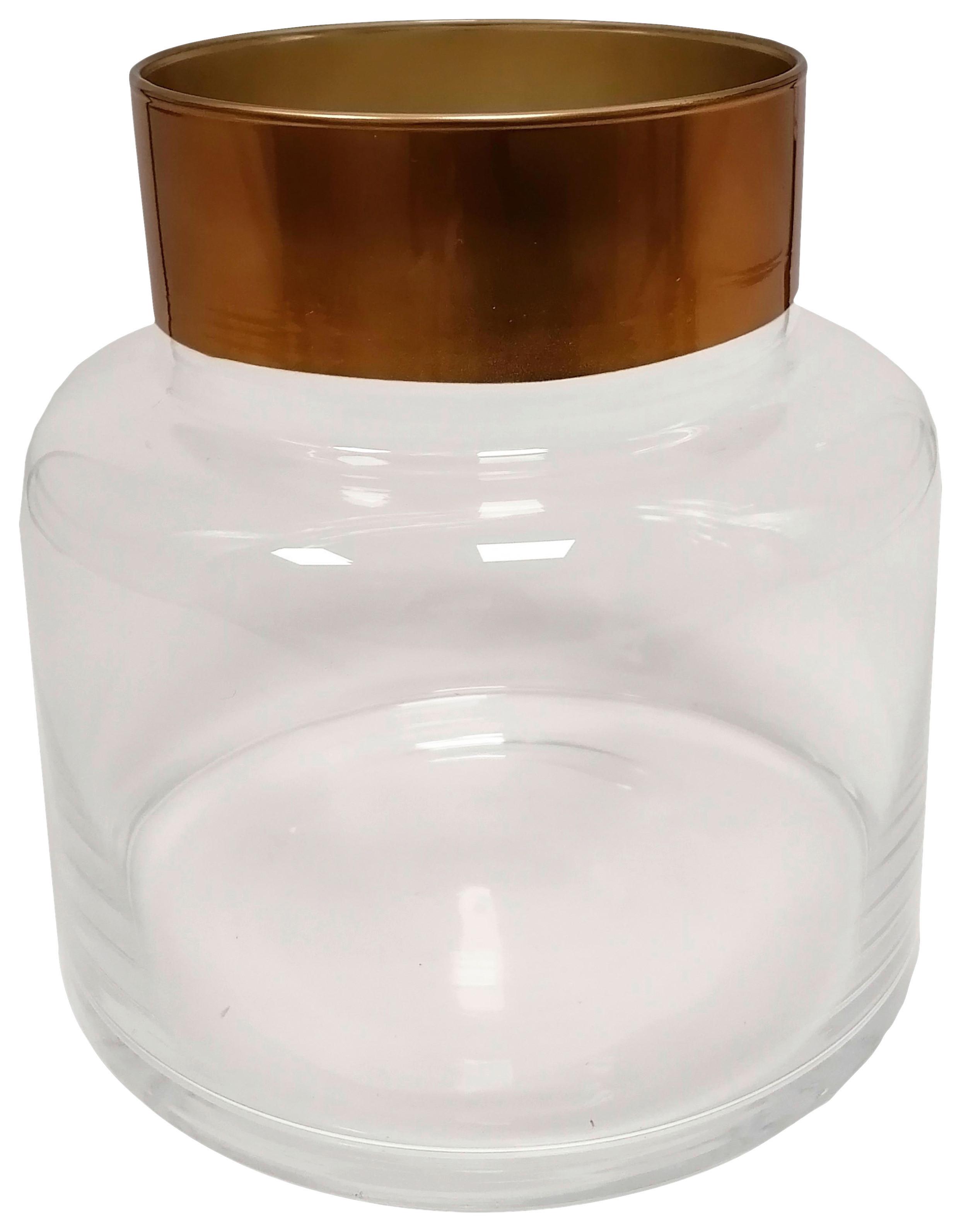 Vase Shiny mit Goldrand - Klar/Goldfarben, ROMANTIK / LANDHAUS, Glas (25/25cm) - Modern Living