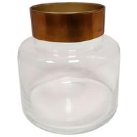 Vase Shiny mit Goldrand - Klar/Goldfarben, ROMANTIK / LANDHAUS, Glas (25/25cm) - Modern Living