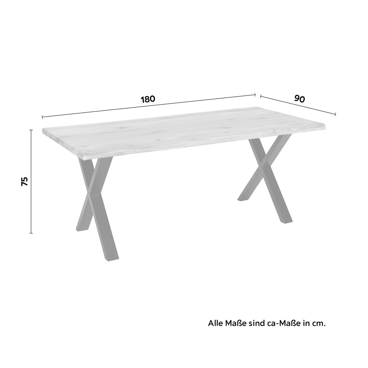 Jedilna Miza Oak, Divji Hrast, 180x90 - črna/divji hrast, Natur, kovina/les (180/90/75cm) - Zandiara