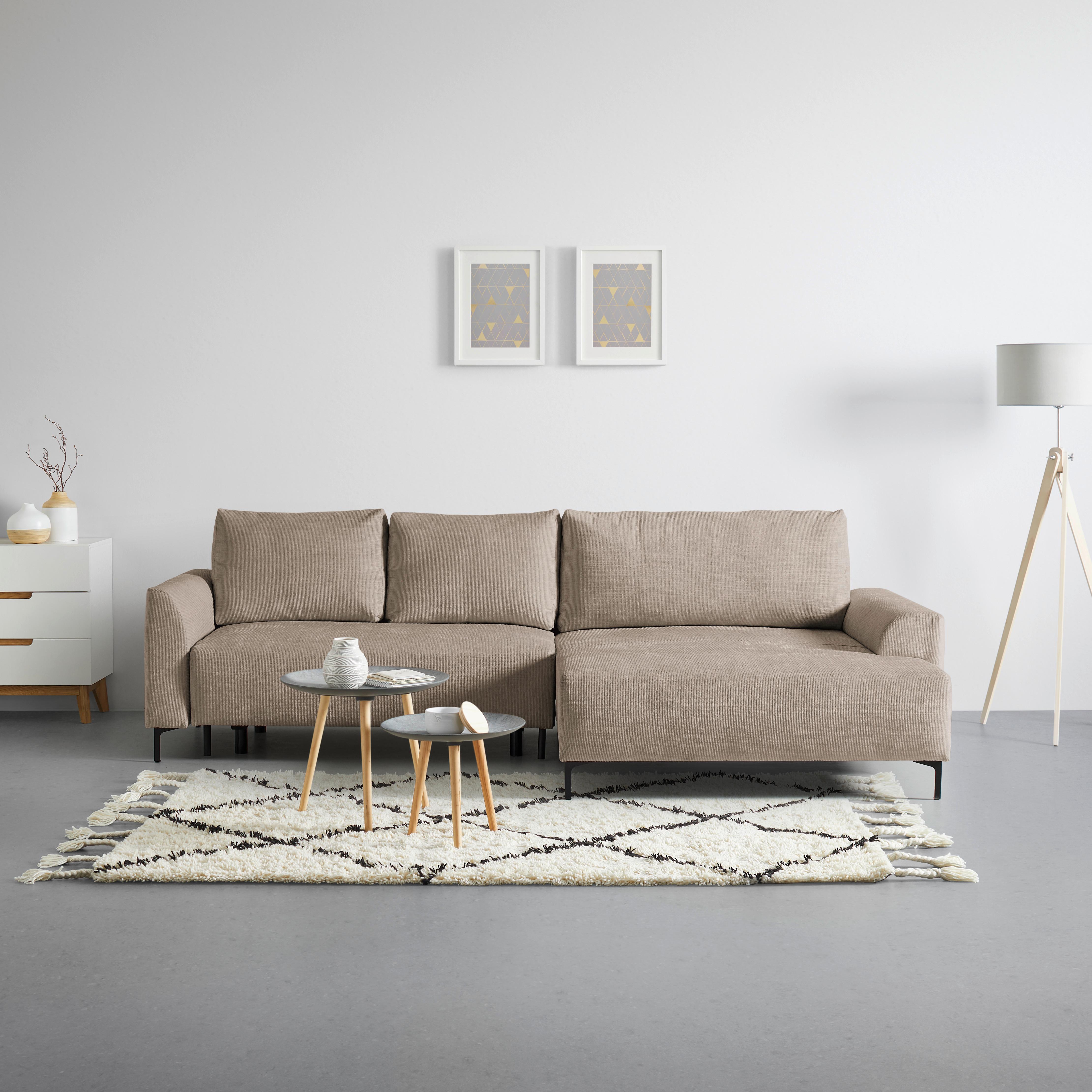 Ecksofa Integra Greige - Greige/Schwarz, Textil/Metall (294/81-93/170cm) - Mömax