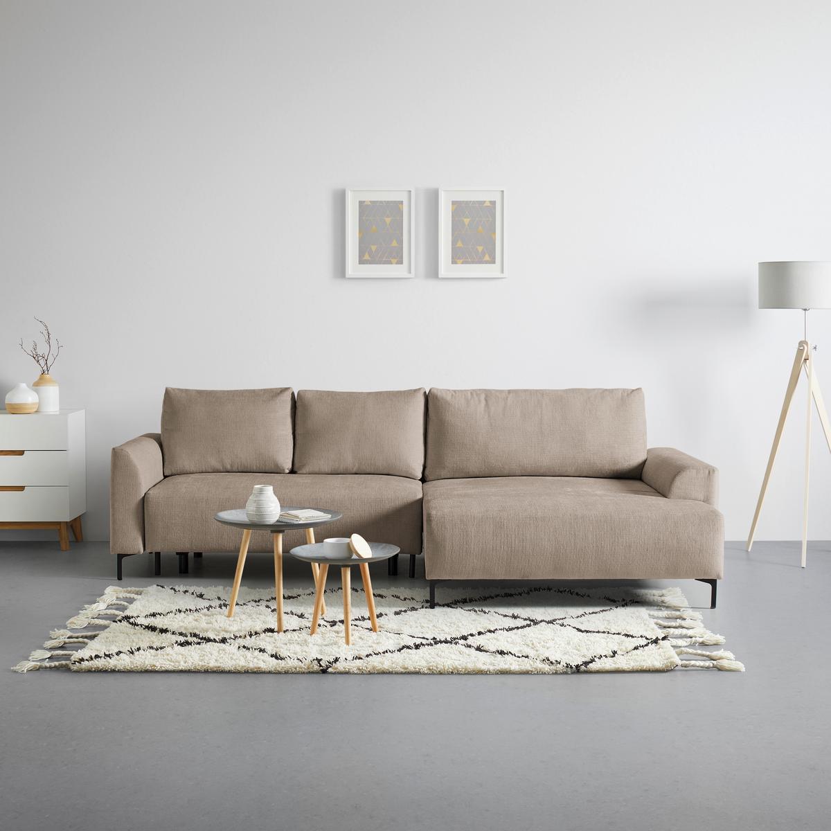 Ecksofa Integra Greige - Greige/Schwarz, Textil/Metall (294/81-93/170cm) - Mömax