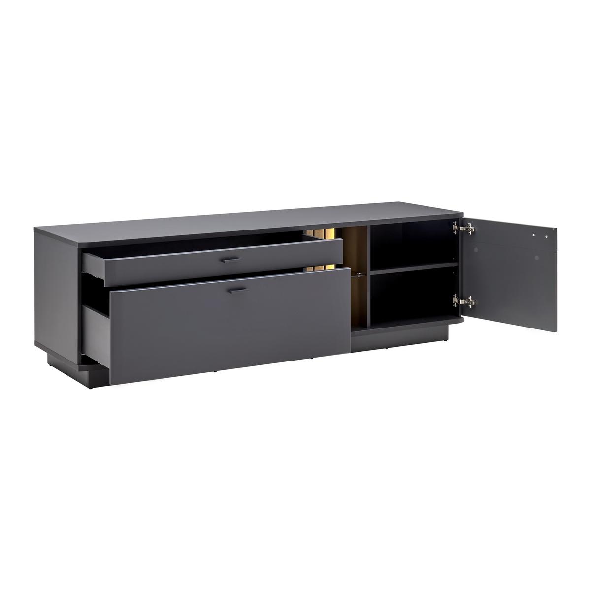 TV-Element Carreto in Schwarz/Eichefarben - Eichefarben/Anthrazit, MODERN, Glas/Holzwerkstoff (180/57/50cm) - Premium Living