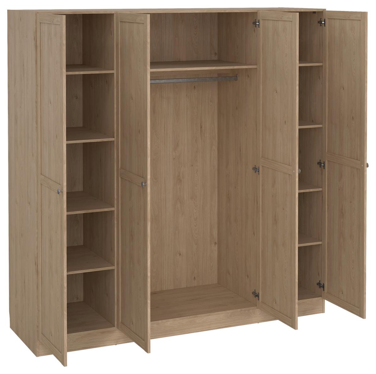 Omara S Klasičnimi Vrati Billund, Barva Hrasta - srebrne barve/barve hrasta, Moderno, kovina/leseni material (195,5/200/61,7cm) - MID.YOU