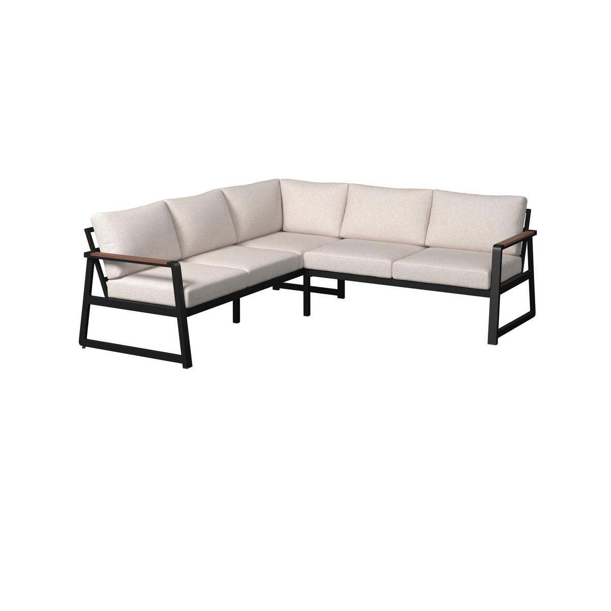 LOUNGEGARNITUR LINA - Beige/Schwarz, Modern, Kunststoff/Textil