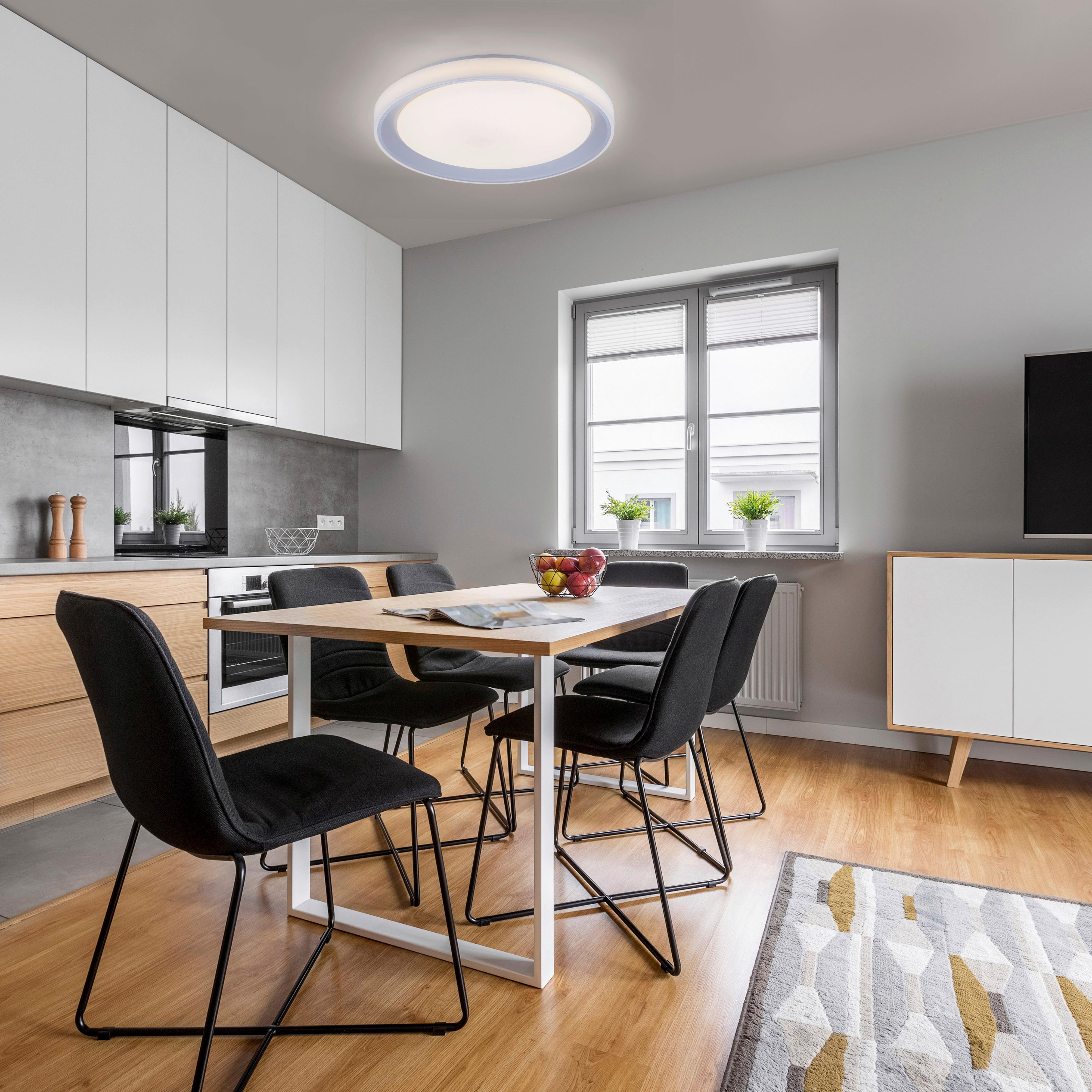 LED-Deckenleuchte Lolasmart Leni max. 40 Watt - Silberfarben/Weiß, Design, Kunststoff/Metall (51/51/7,5cm)
