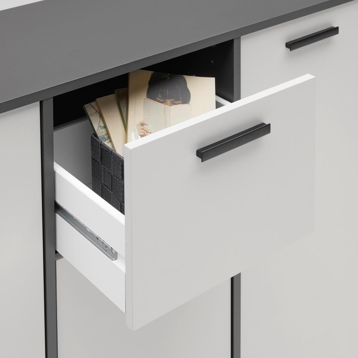 Kommode Ibiza Anthrazit/Weiß - Schwarz, KONVENTIONELL, Holzwerkstoff/Kunststoff (107/92/33cm) - Mömax
