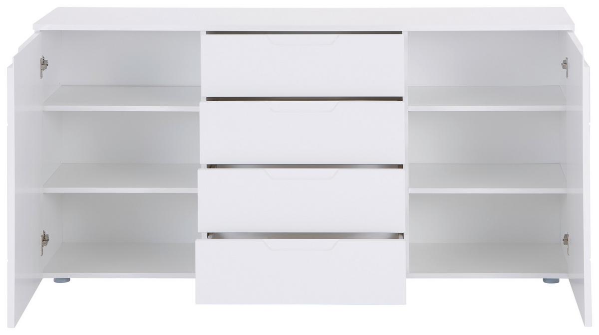 Comodă HILTON - alb/alb lucios intens, Modern, material pe bază de lemn (160/81,4/40cm) - Modern Living