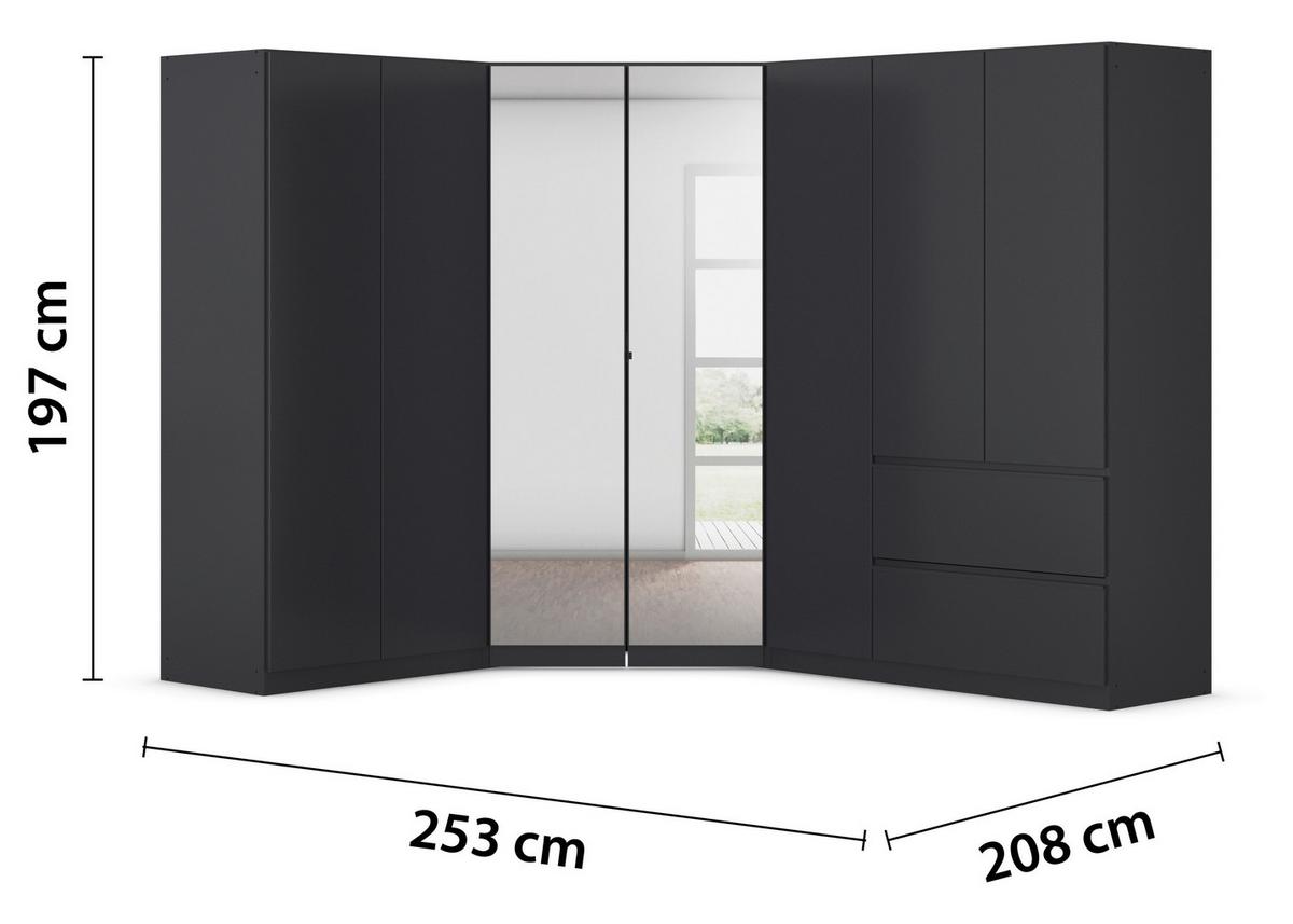 Kotna Omara Za Oblačila Costa, Siva - barve kroma/siva, Moderno, leseni material (208/197/253cm) - Rauch Möbel